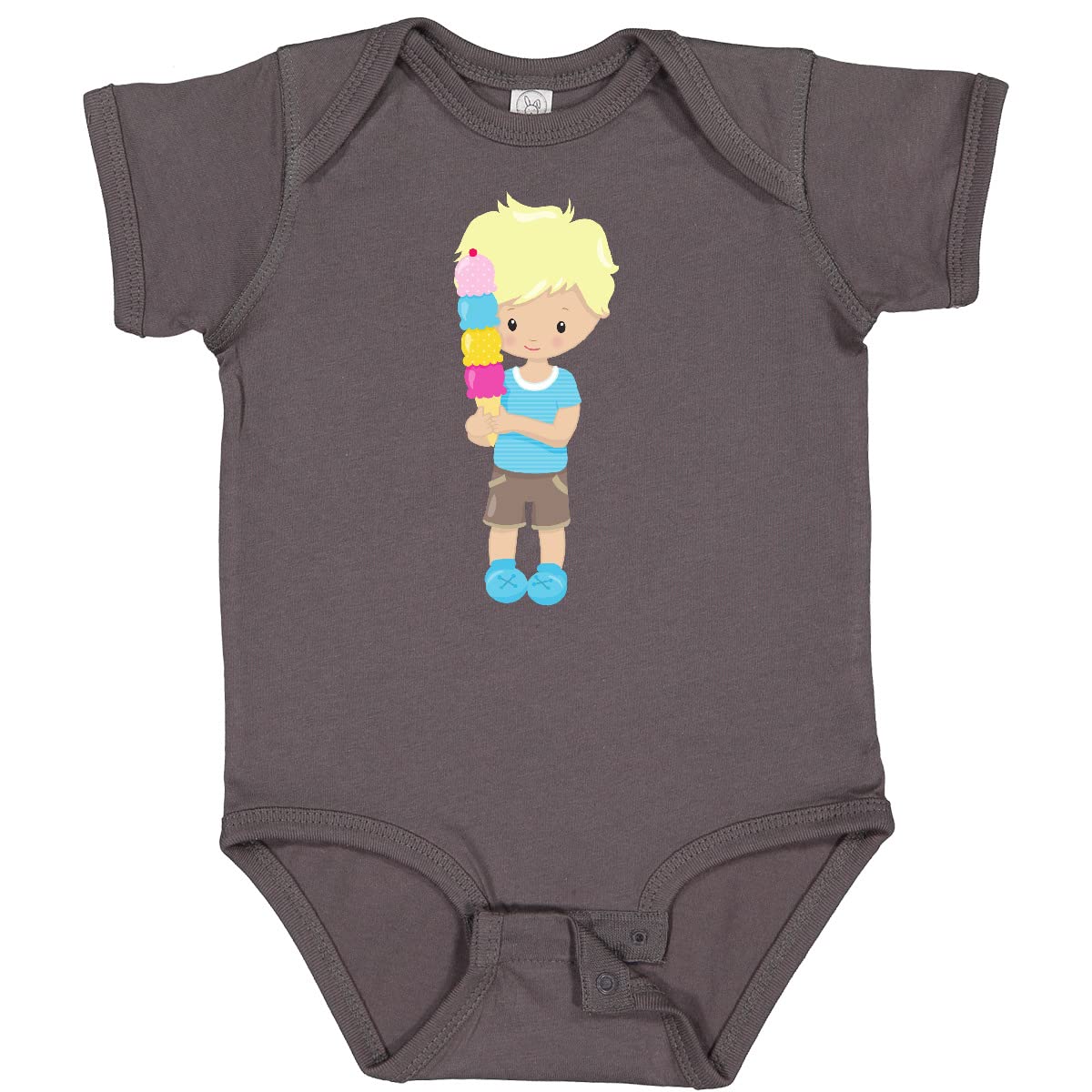 Inktastic Boys' Ice Cream Cone Baby Bodysuit - Cute Blonde Hair Design for Summer Outings & Photo Shoots
