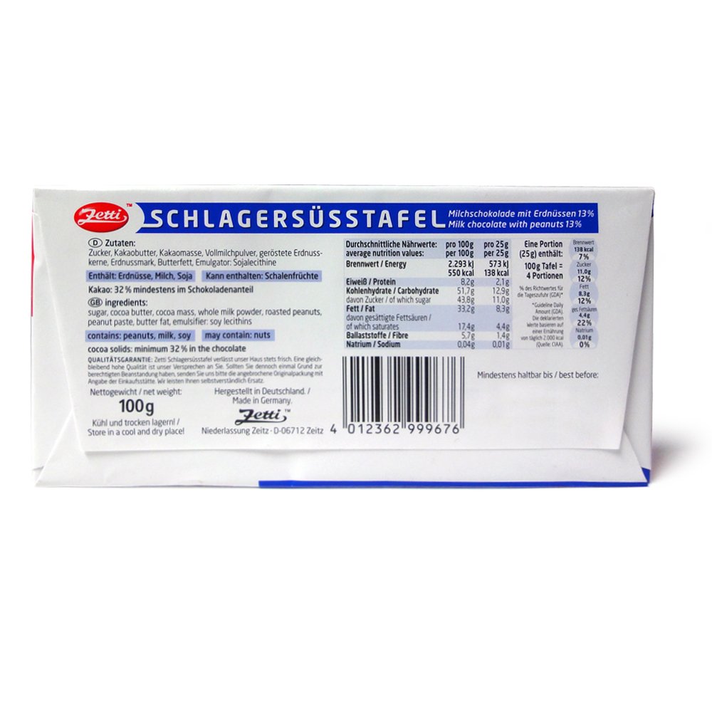 Zetti Schlagersüsstafel 100g - Premium German Chocolate Bar for Baking & Desserts | Perfect for Cakes, Cookies & Hot Chocolate Toppings