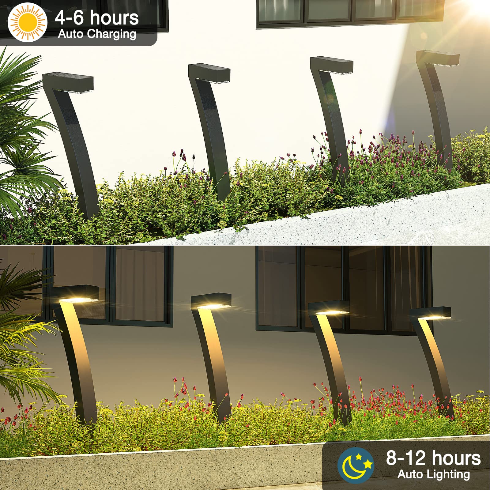 WdtPro Solar Outdoor Pathway Lights - 6 Pack Waterproof Bright Solar Garden Lights with Auto On/Off, 12 Hours Runtime for Landscape, Yard, Walkway, Driveway - Perfect for Nighttime Safety & Decorative Outdoor Lighting