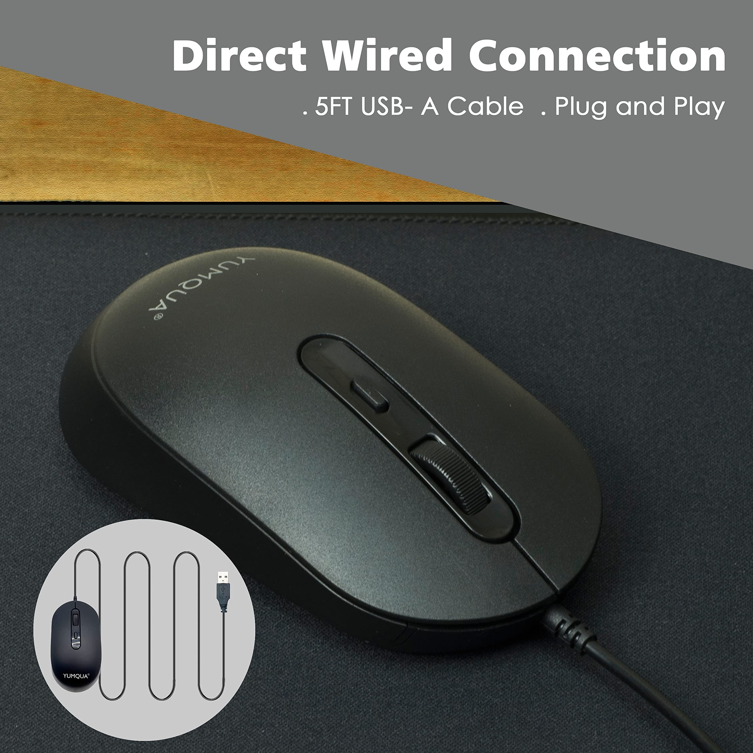 M104 Wired Computer Mouse 3-Pack - Silent Optical USB Corded Mice for Laptop, PC, Chromebook (Black) - Perfect for Office, Home & School Use