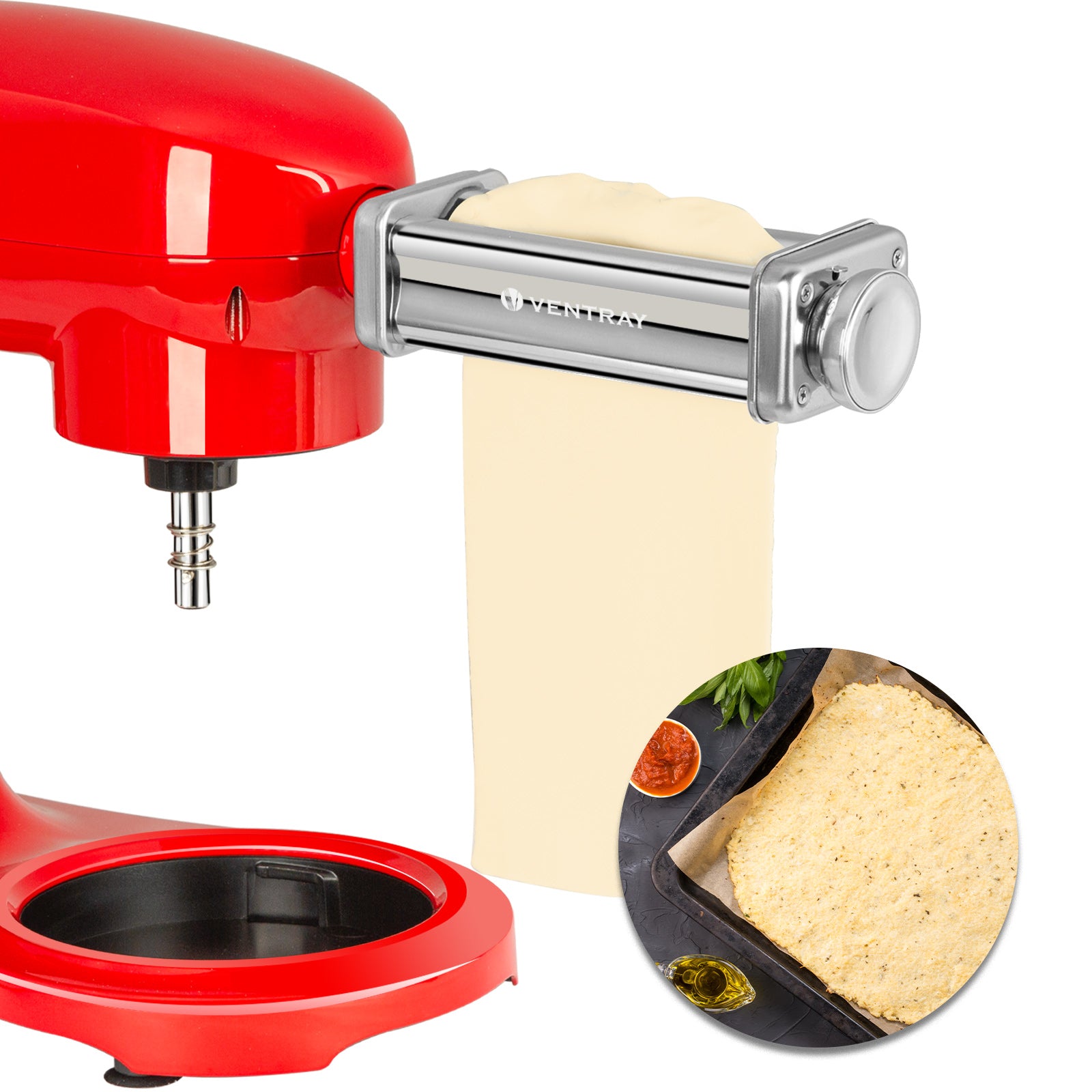 3 Piece Pasta Roller & Cutter Attachments Set for KitchenAid Mixer - Dough Sheeter, Fettuccine & Spaghetti Maker - Perfect for Homemade Pasta, Italian Cooking & Baking
