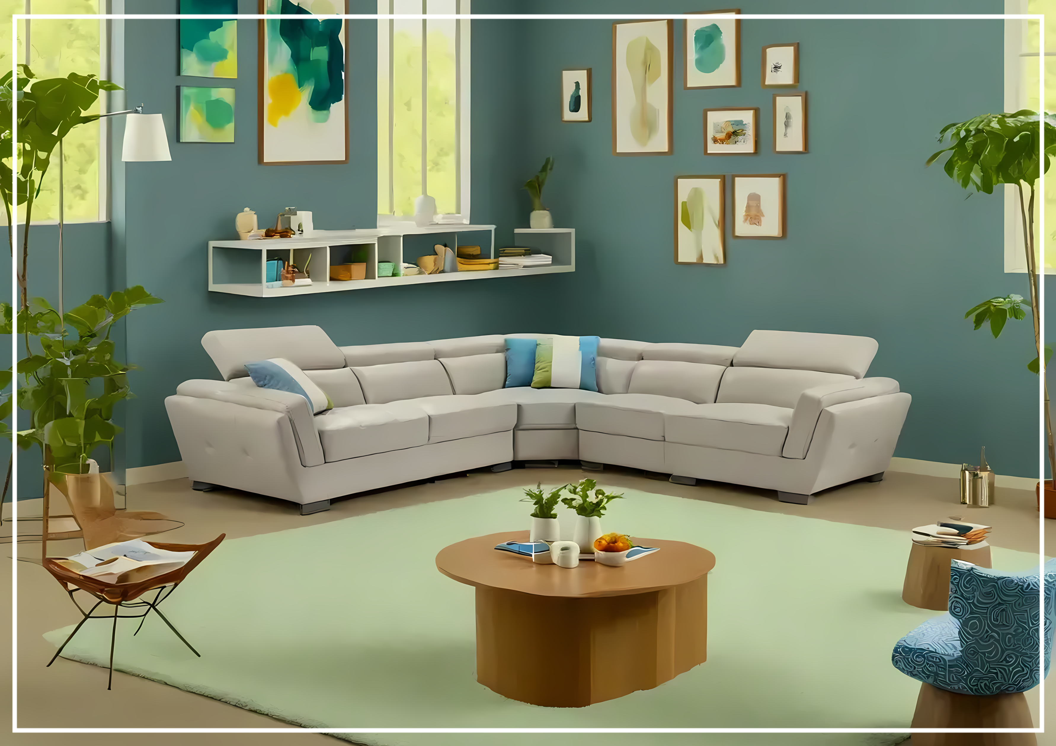 Gio Italia Adley L-Shaped Leather Sectional Sofa with Adjustable Headrests - Modern Living Room Furniture for Home Theater & Family Gatherings
