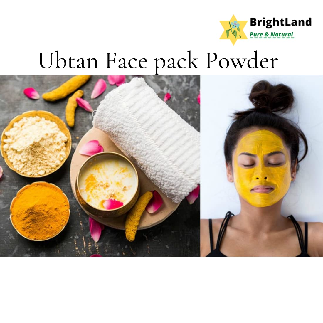 Brightland Naturals Ubtan Powder - 100% Natural Face & Body Scrub for Glowing Skin (100g) | Exfoliating & Brightening Treatment for Daily Skincare Routine