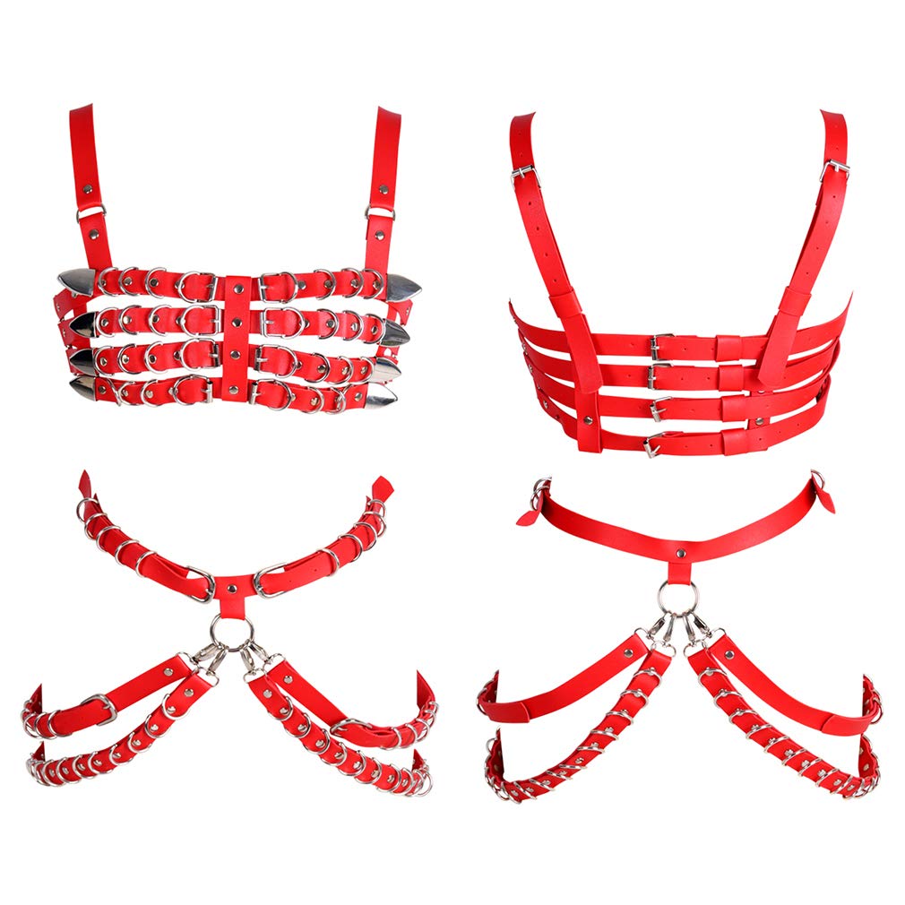 Punk Leather Body Harness for Women - Hollow Out Frame Garter Belt Set, Gothic Lingerie Accessories | Perfect for BDSM, Cosplay, and Alternative Fashion Outfits