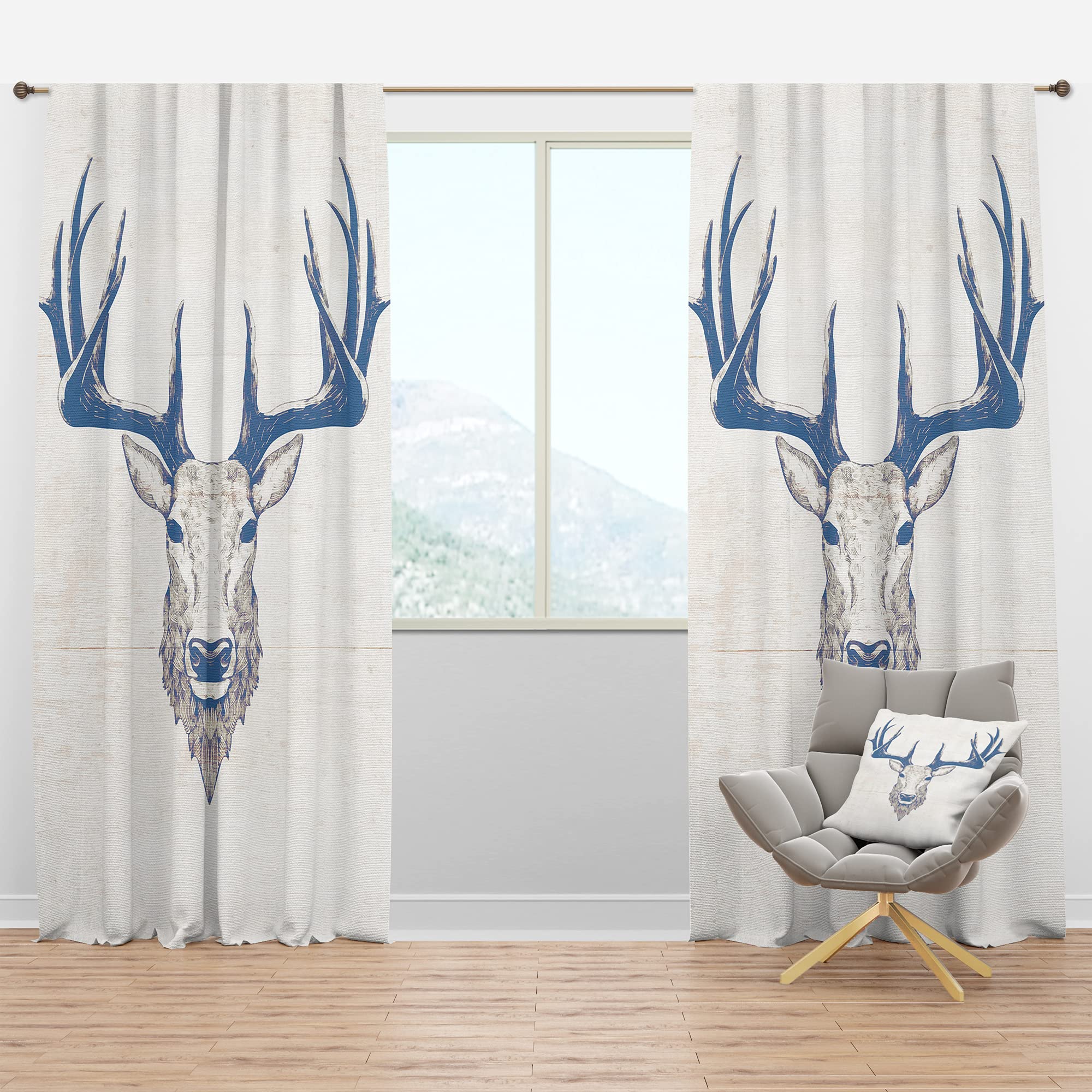 DesignQ Blackout Curtains 'Deer Wild and Beautiful XI' - Thermal Insulated Single Panel (52x84 inches) for Bedroom & Living Room - Noise Reducing & Energy Saving Window Drapes for Home Decor