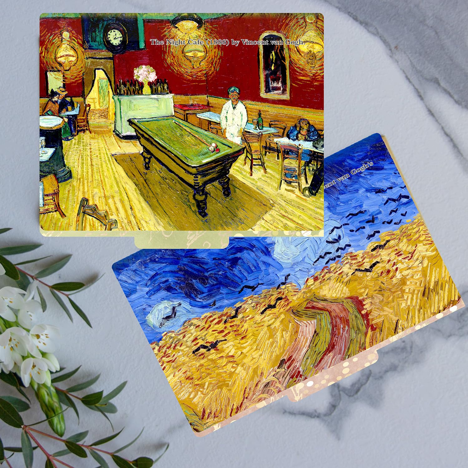 12 Pack Vincent Van Gogh Decorative File Folders - 1/3 Cut Tab Letter Size (9.75” x 11.75”) Matte Laminated Office & School Supplies - Perfect for Document Organization, Art-Inspired Workspaces, and Creative Home Offices