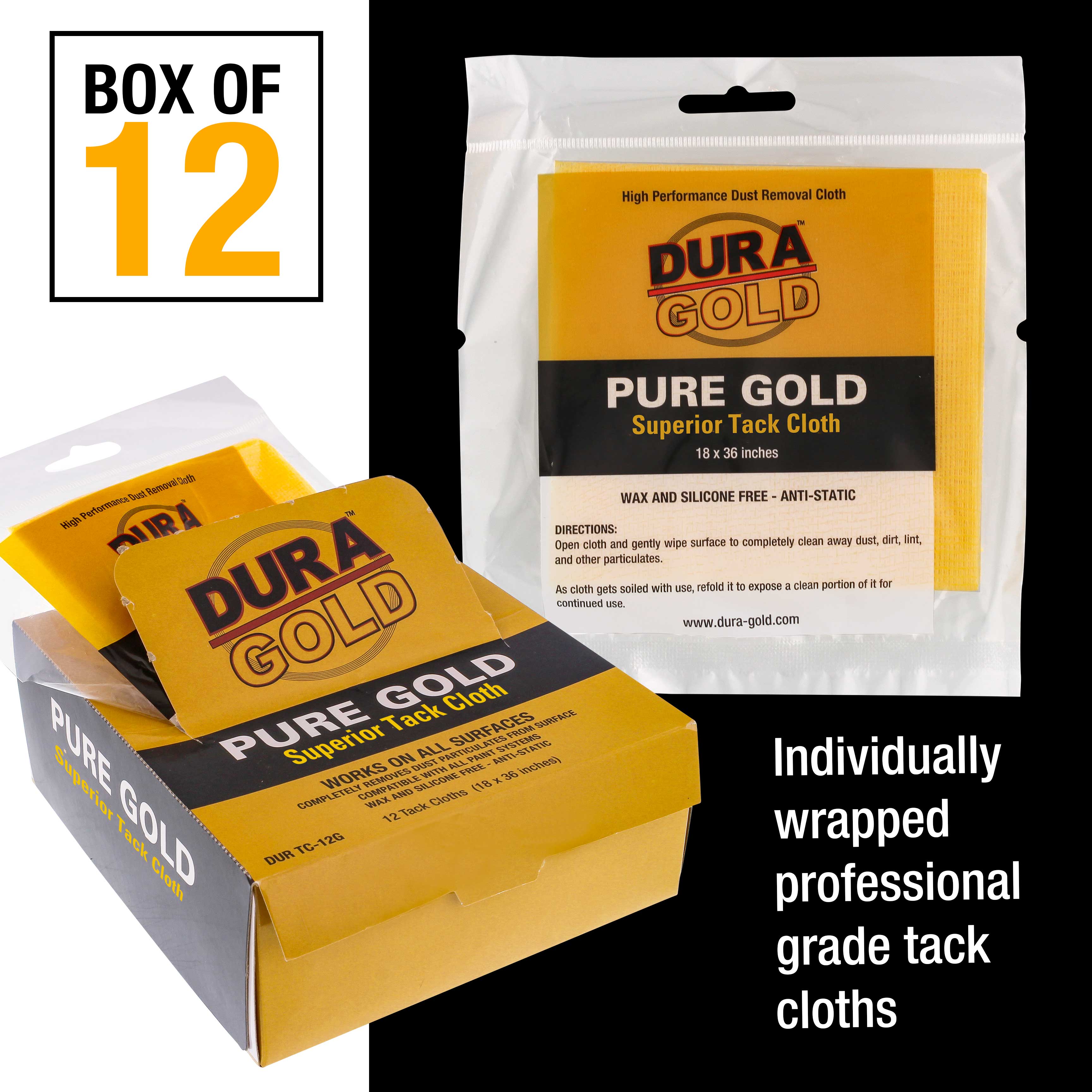 12-Pack Tack Cloths for Woodworking & Automotive Painting - Dust & Stain Remover Rags, Wood Staining Pads, Tacky Towels for DIY Projects & Professional Use
