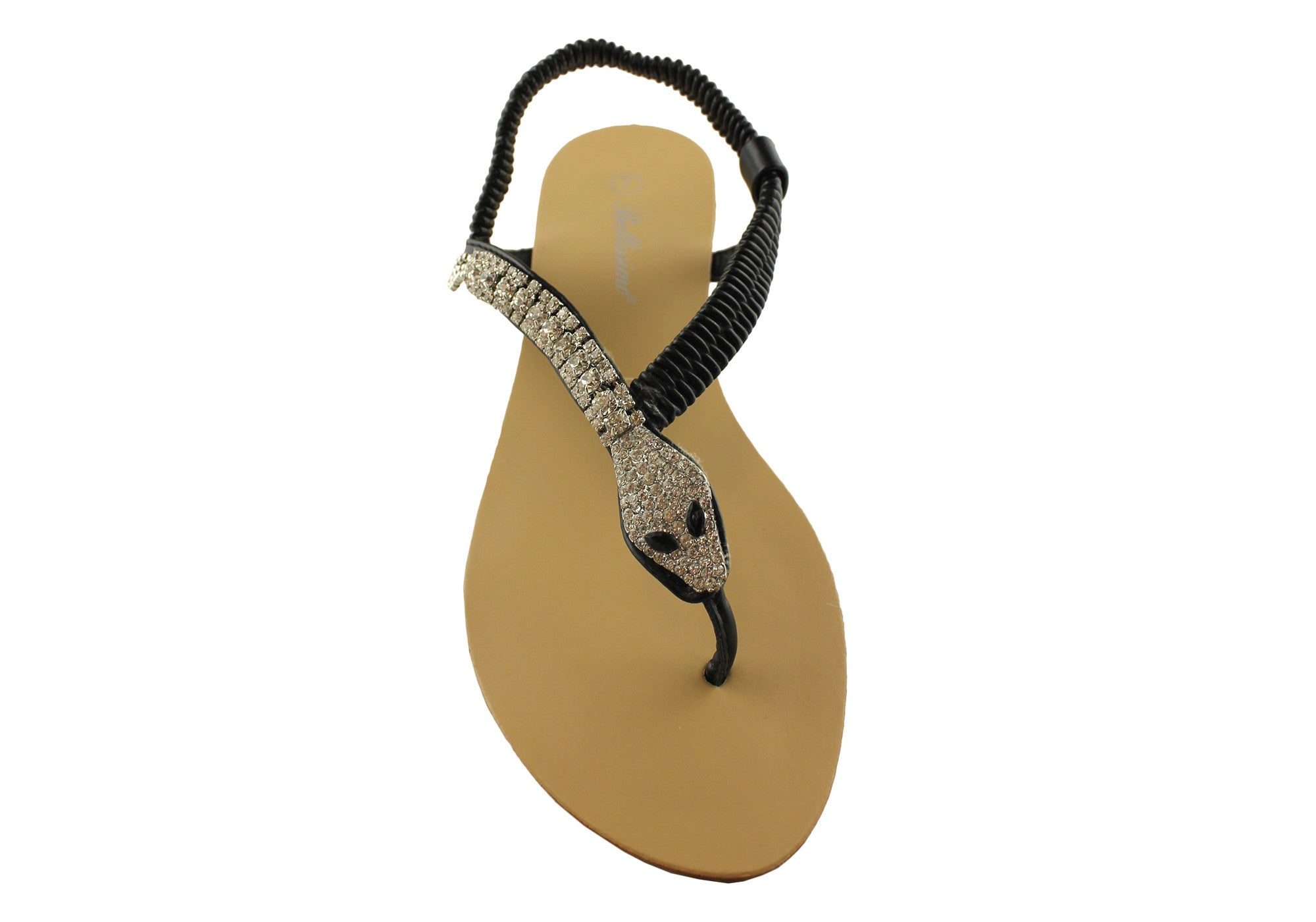 Bellissimo Women's Snake Print Summer Sandals with Diamante Accents - Perfect for Beach, Vacation, and Casual Outings