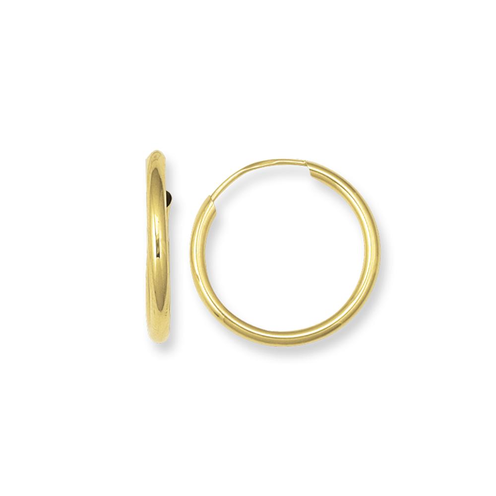 14K Gold 1.5x15mm Endless Hoop Earrings for Women - Classic Minimalist Huggie Hoops - Perfect for Everyday Wear, Work & Special Occasions