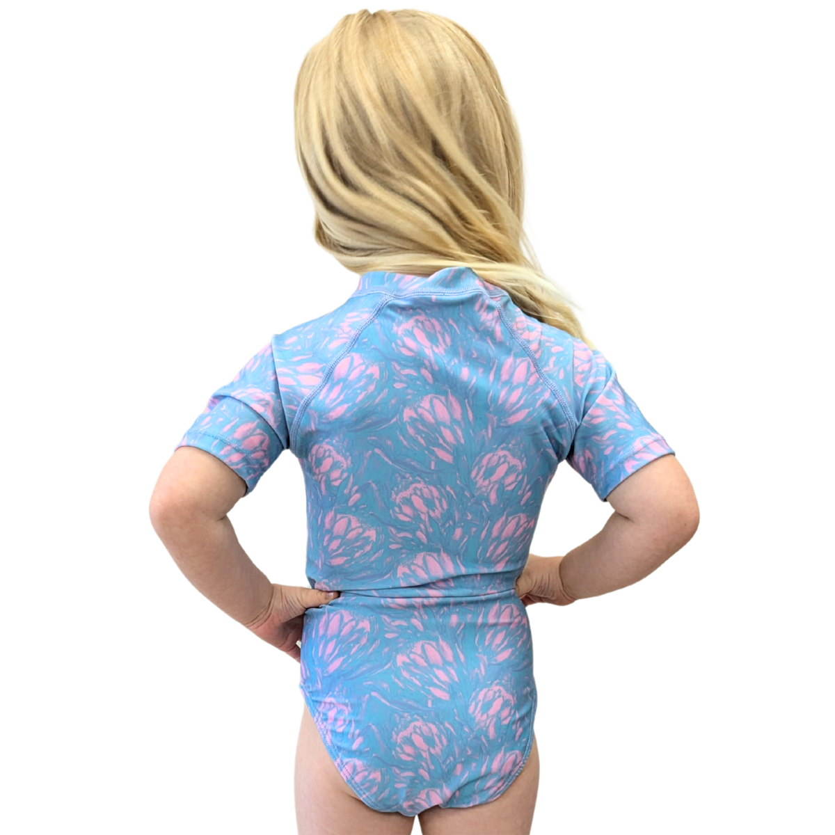 Girls' Short Sleeve Rash Guard One Piece Swimsuit - UV Protection Swimwear for Beach, Pool & Water Sports