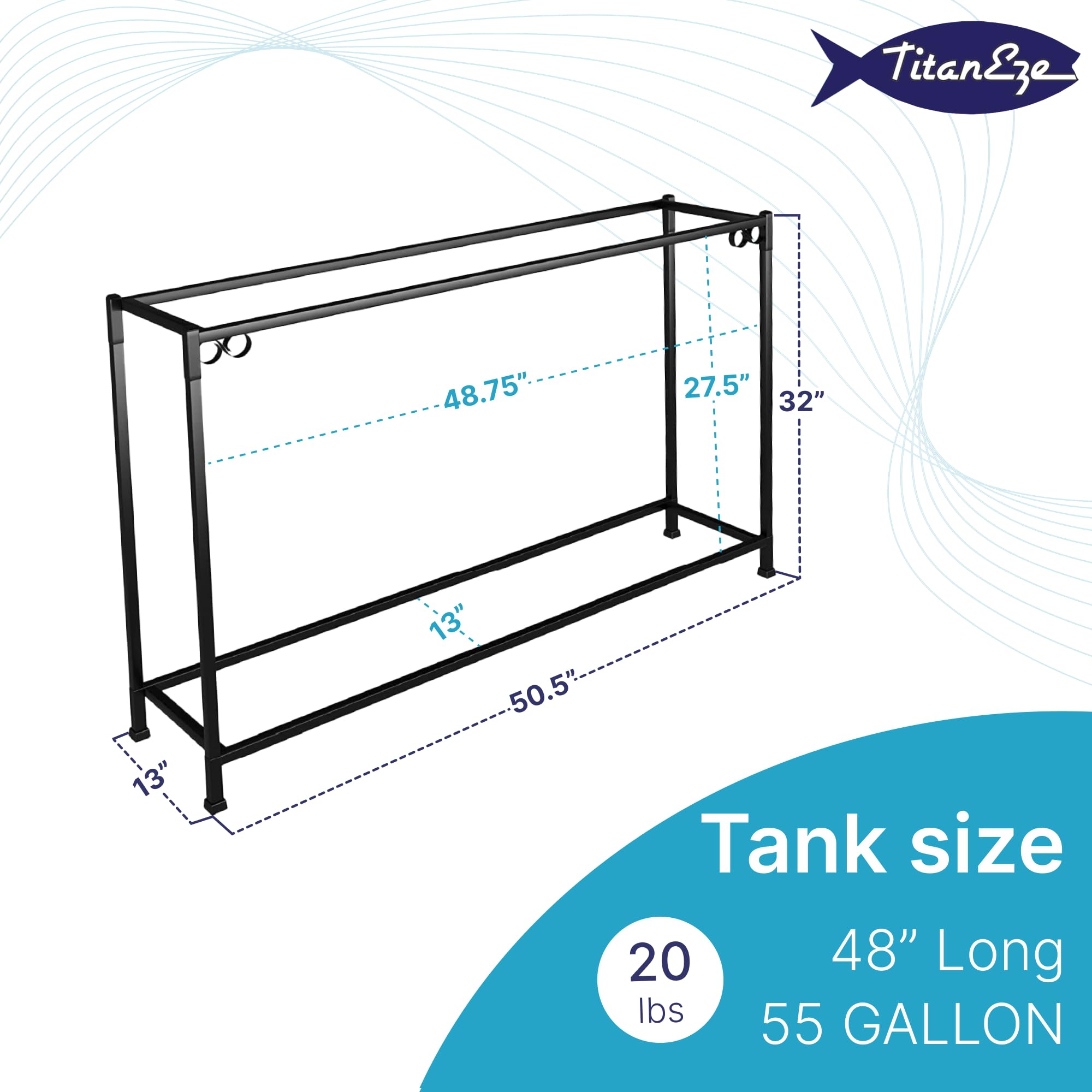 TitanEze 55 Gallon Double Aquarium Stand for Fish Tanks & Bird Cages - Heavy Duty 50.5