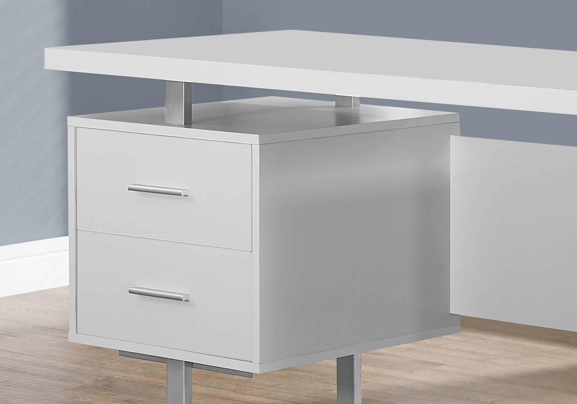 60L White & Silver Metal Office Series Storage Cabinet - Perfect for Home, Office & Classroom Organization