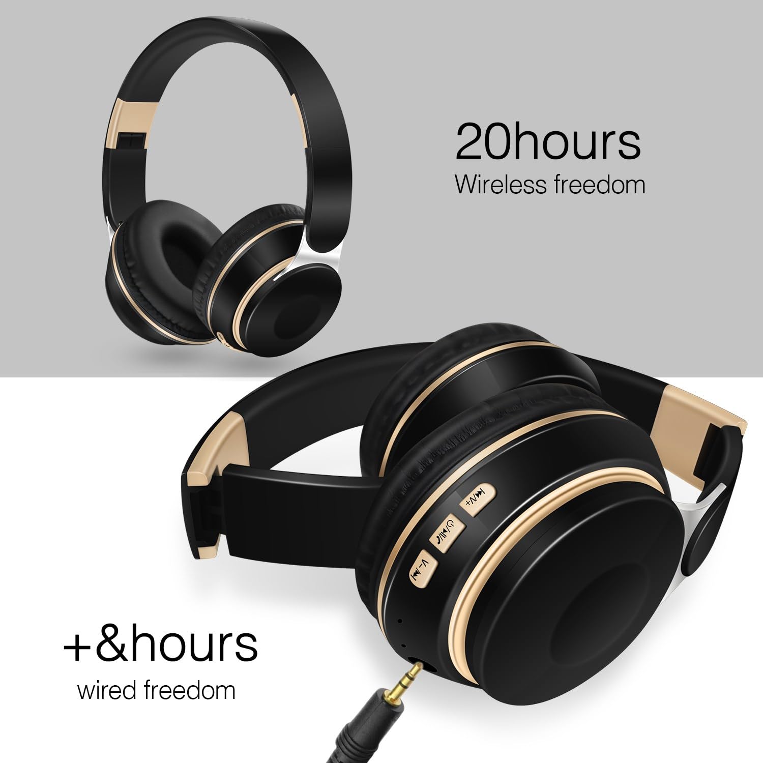 RAT TAIL Bluetooth Headset - Wireless Over-Ear Headphones with Microphone, Foldable Design, Soft Earmuffs, SD/TF Card Slot & FM Radio, 20H Playtime - Perfect for Music, Gaming, Gym, Travel & Online Chat (Classical Black) - Ideal for Commuting, Workouts & Virtual Meetings