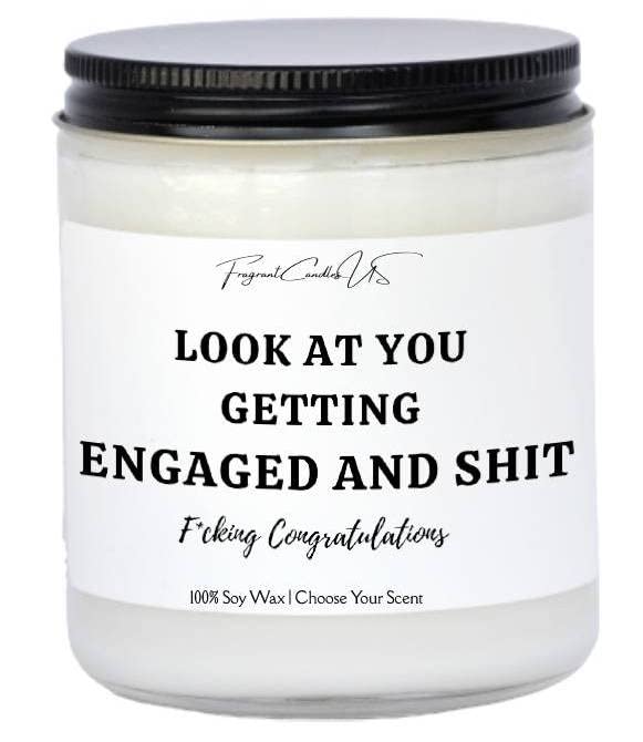 Funny Engagement Candle Gift for Bride to Be - Romantic Scented Soy Candle for Bridal Showers, Wedding Parties & Anniversary Celebrations