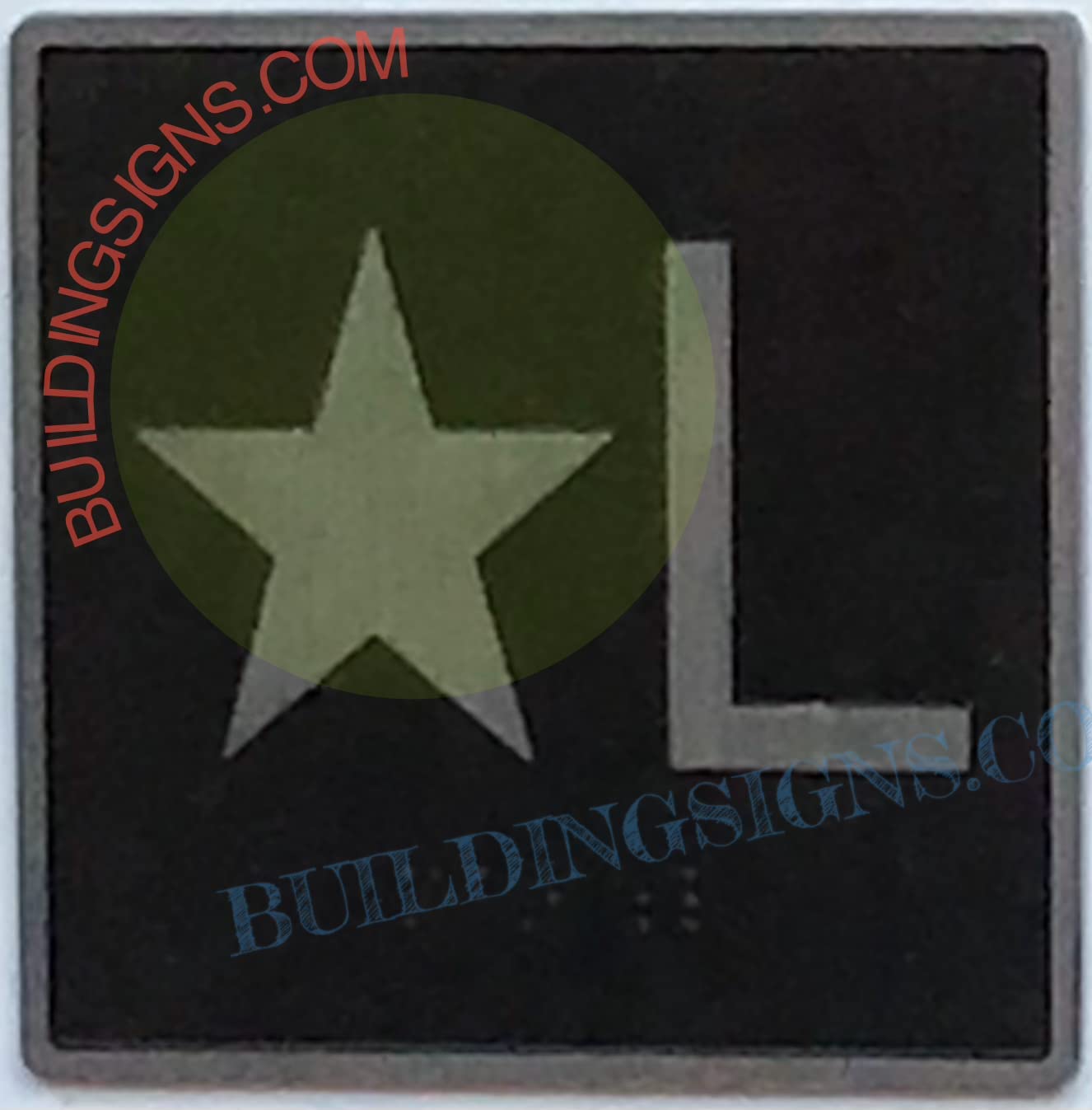 Cast Iron Elevator Floor Number Star L Sign - 4x4 Inch Black Background Jamb Plate for Elevators - Durable & Decorative - Perfect for Office Buildings, Hotels, and Commercial Spaces