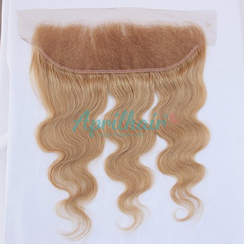 8A Pre Plucked 13x4 Lace Frontal with 3 Bundles - #27 Honey Blonde Brazilian Virgin Human Hair Body Wave Closure (12+14+16+18 Inch) | Natural Looking Hairline for Daily Wear & Special Occasions