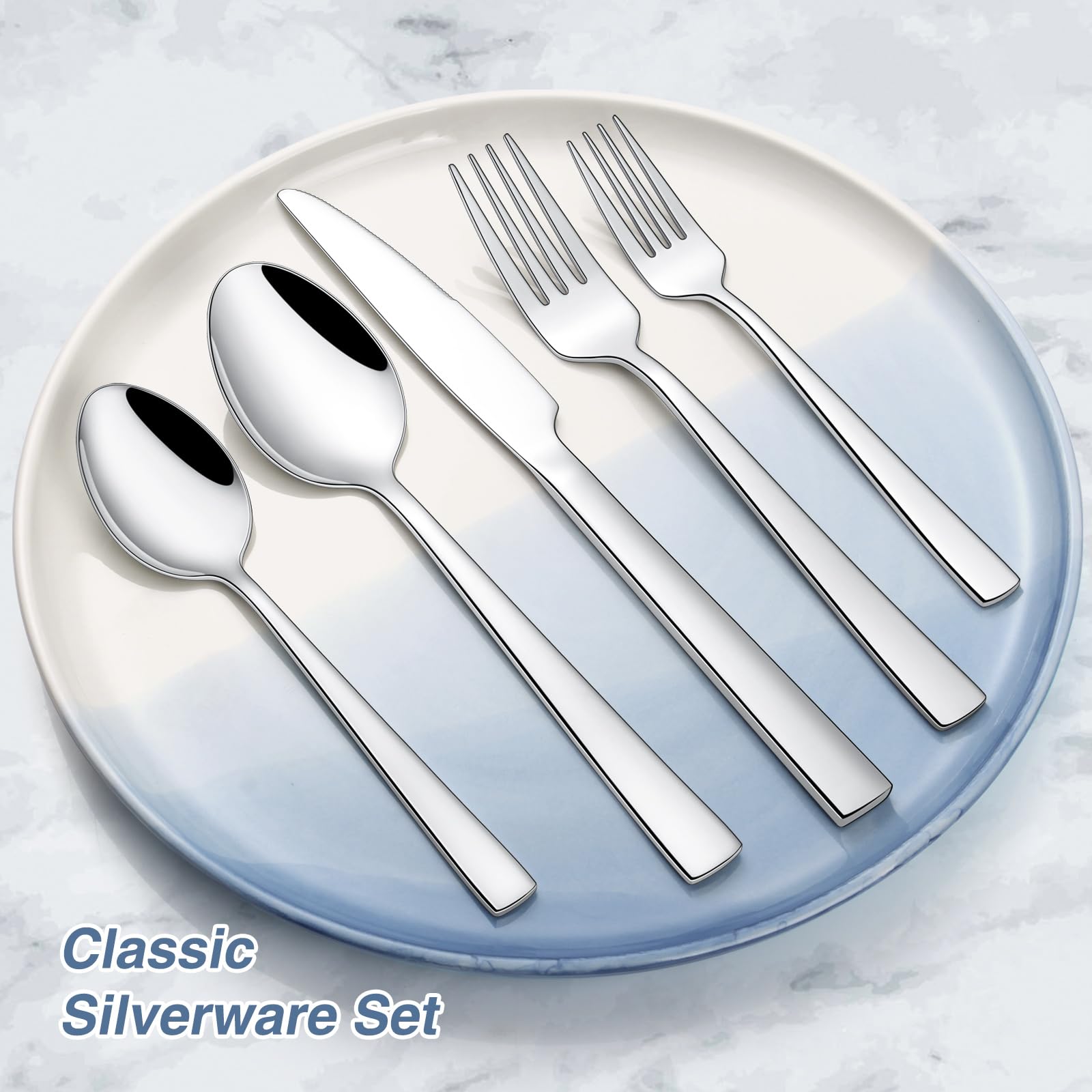 60-Piece Stainless Steel Silverware Set for 12 - Mirror Polished Flatware Set with Spoons, Forks & Knives - Durable Dishwasher Safe Cutlery for Home, Kitchen, Restaurant & Hotel Use - Perfect for Daily Dining, Entertaining Guests and Commercial Food Service