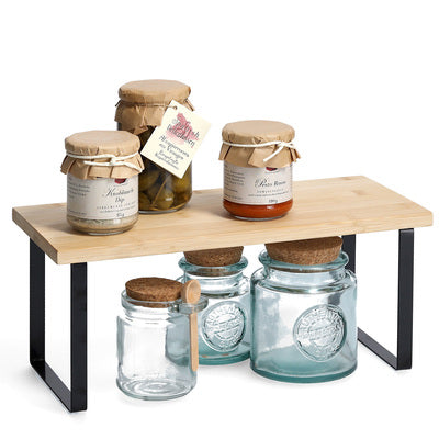Black Bamboo or Metal Shelf/Rack - Sturdy Storage Solution for Kitchen, Bathroom, or Office Organization
