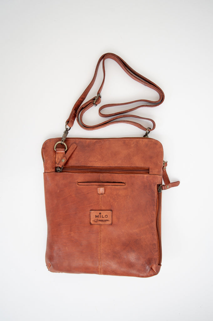 Premium Genuine Leather Handbag 097 in Cognac Brown - Stylish & Durable for Women's Work, Travel & Everyday Use