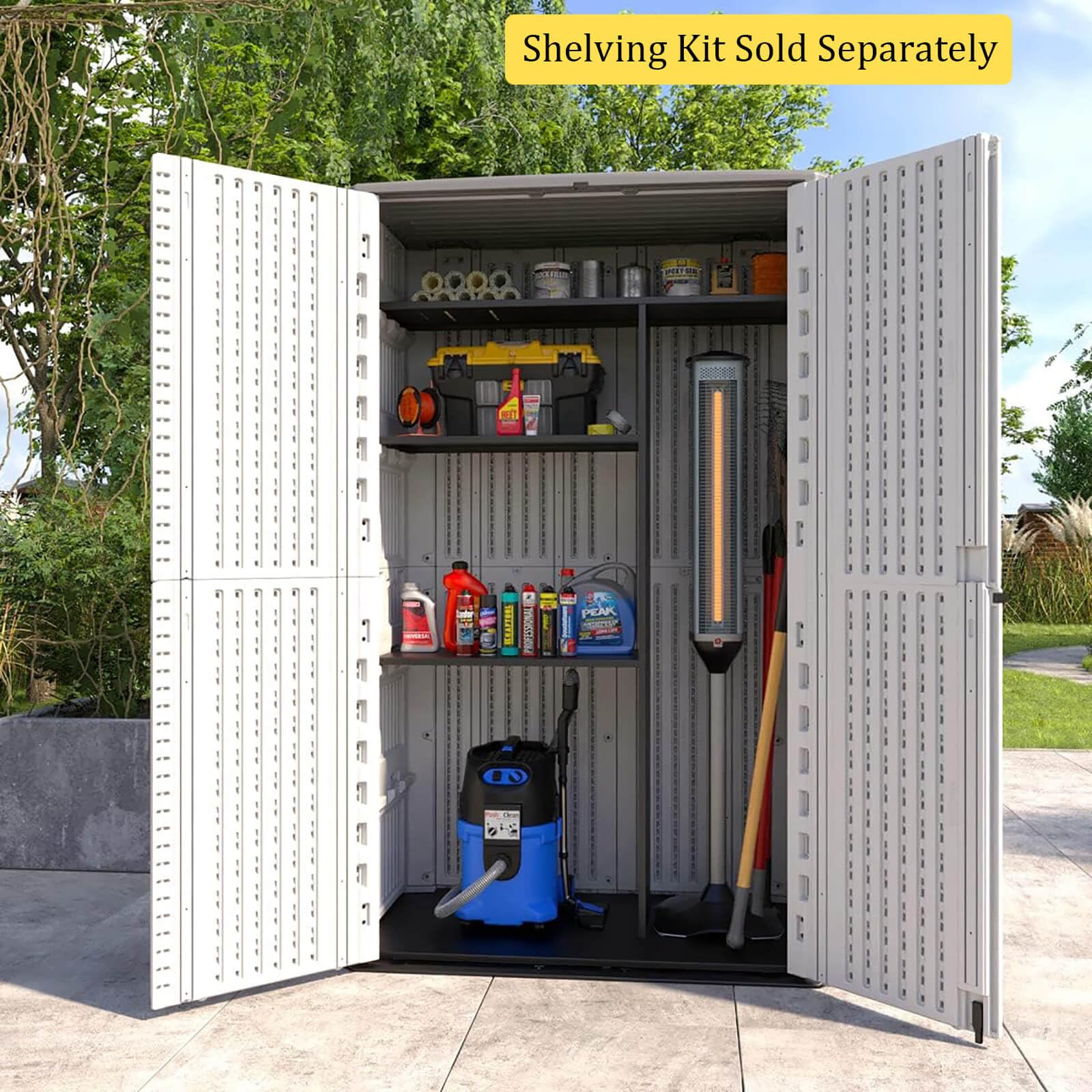 HOMSPARK Black Metal Laminate Shelves Kit - Heavy Duty Vertical Storage Shed Organizer for Garage, Basement & Backyard | Space Saving Shelving Unit for Tools, Garden Supplies & Home Organization