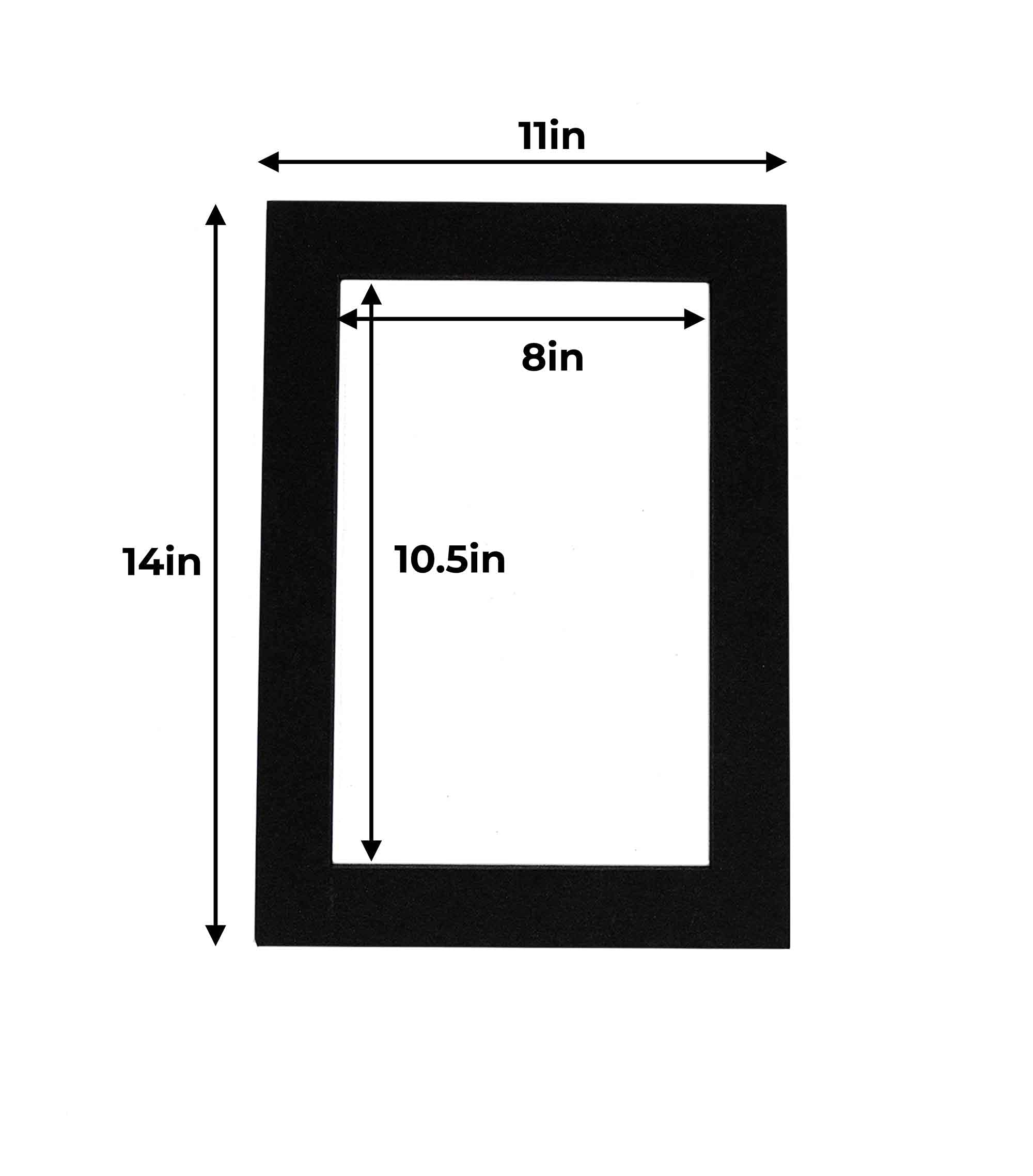 11x14 Inch Acid-Free Black Matboard for 8.5x11 Photos - Precut Bevel Edge Picture Frame Mat with Black Core - Pack of 10 Mats Including Backing Boards & Clear Bags - Perfect for Framing Artwork, Photographs, and Certificates