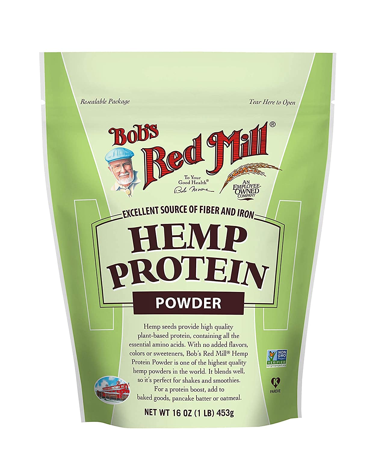 Organic Hemp Protein Powder by Bob's Red Mill - 16oz Resealable Bag | Plant-Based Protein for Smoothies, Baking & Fitness | Vegan, Gluten-Free, Non-GMO Protein Supplement