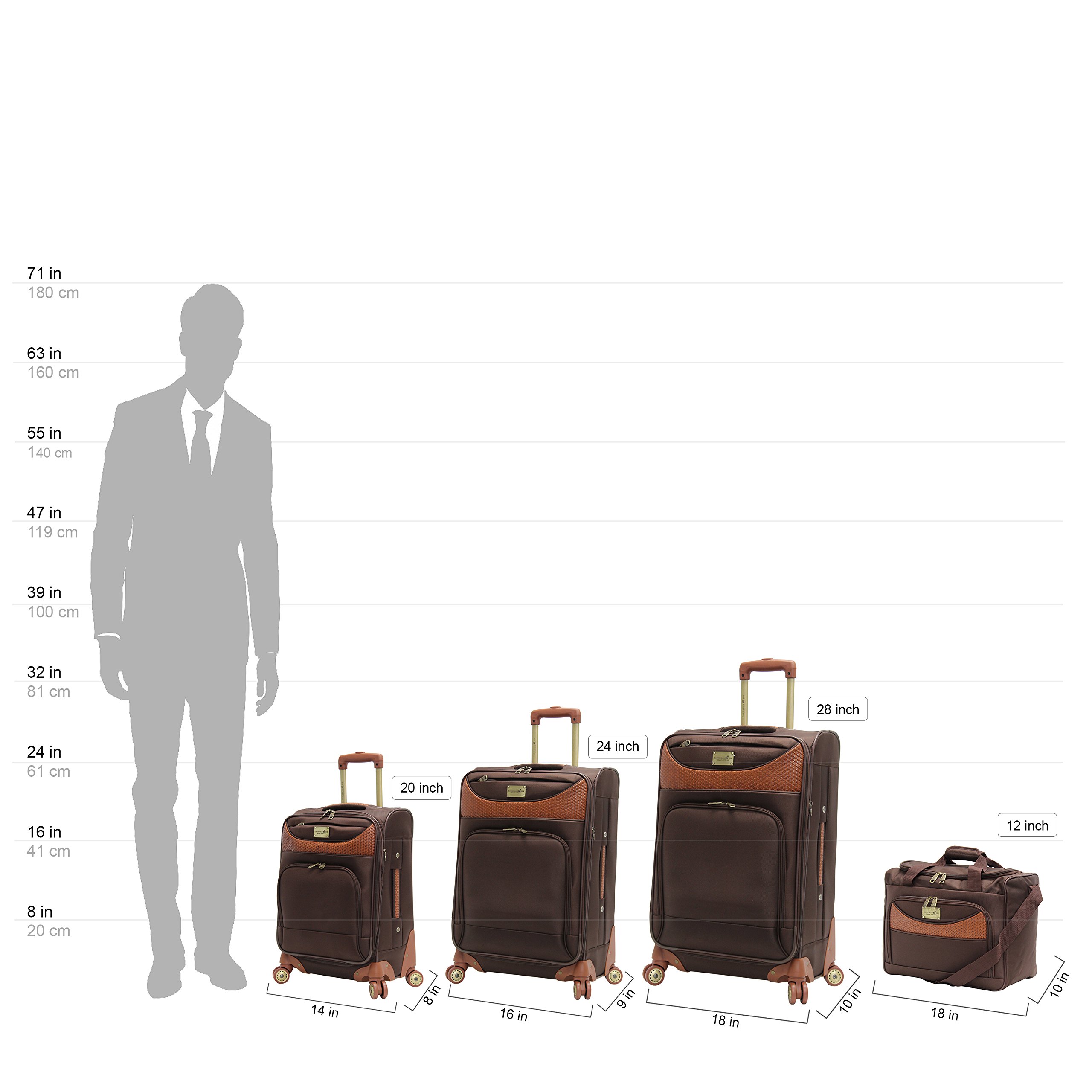 Pathfinder 4-Piece Spinner Luggage Set with Telescoping Handle - Chocolate Brown Hardshell Suitcase for Travel, Business Trips & Vacations - Lightweight & Durable Spinner Wheels