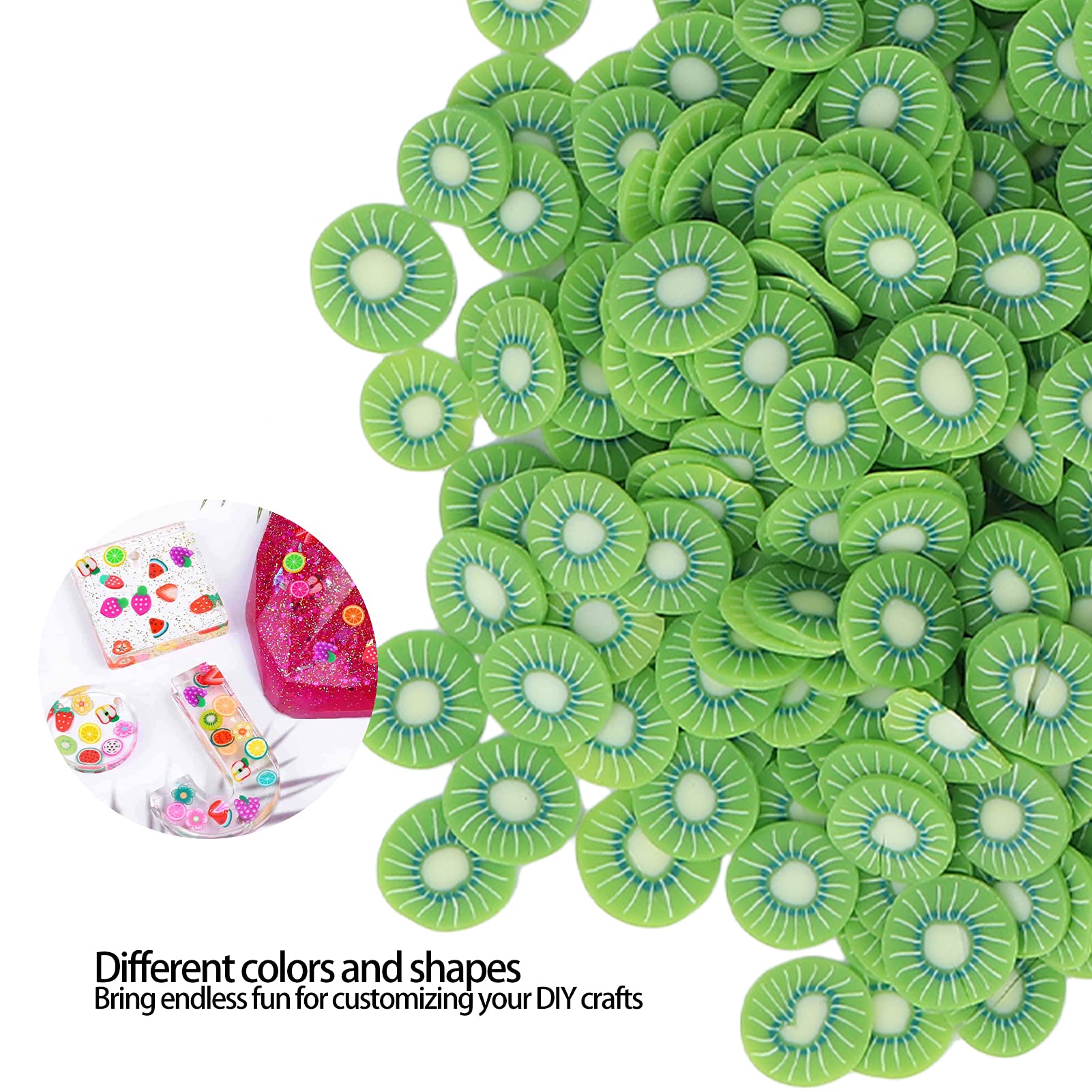 Fruit Nail Art Slices - 10g Polymer Clay Kiwi-Shaped Nail Decorations for DIY Nail Art, Phone Cases & Craft Projects | Perfect for Summer Nail Designs & Gift Making