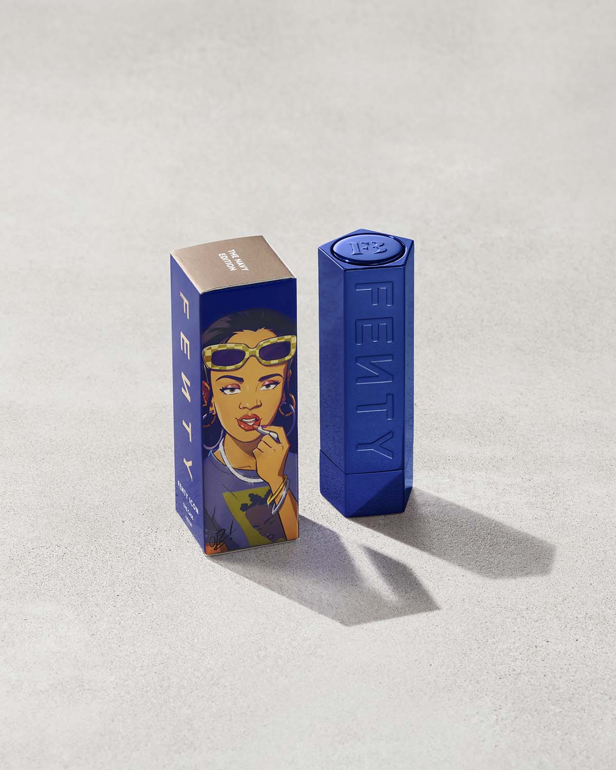 Fenty Icon The Case Semi Matte Refillable Lipstick - Navy Blue | Long-Lasting Vegan Lip Color | Perfect for Night Out, Parties & Special Occasions