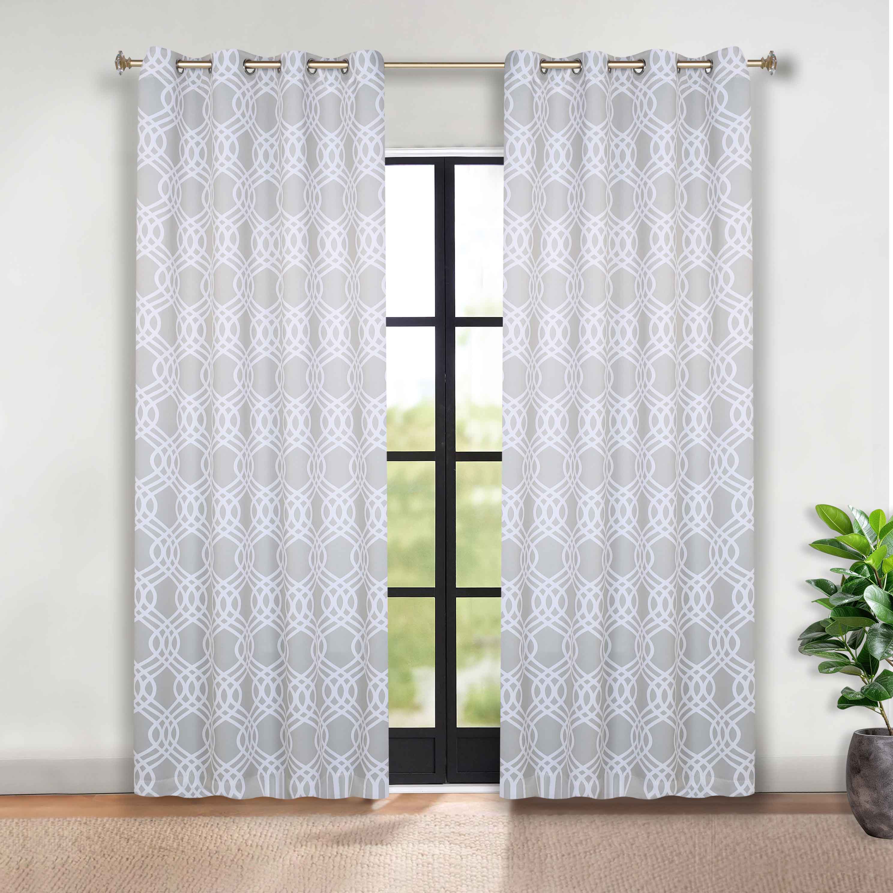 Blackout Curtains for Bedroom - Washable Room Darkening Ribbon Trellis Curtain Panel Set - Perfect for Nursery, Home Theater & Light Sleepers