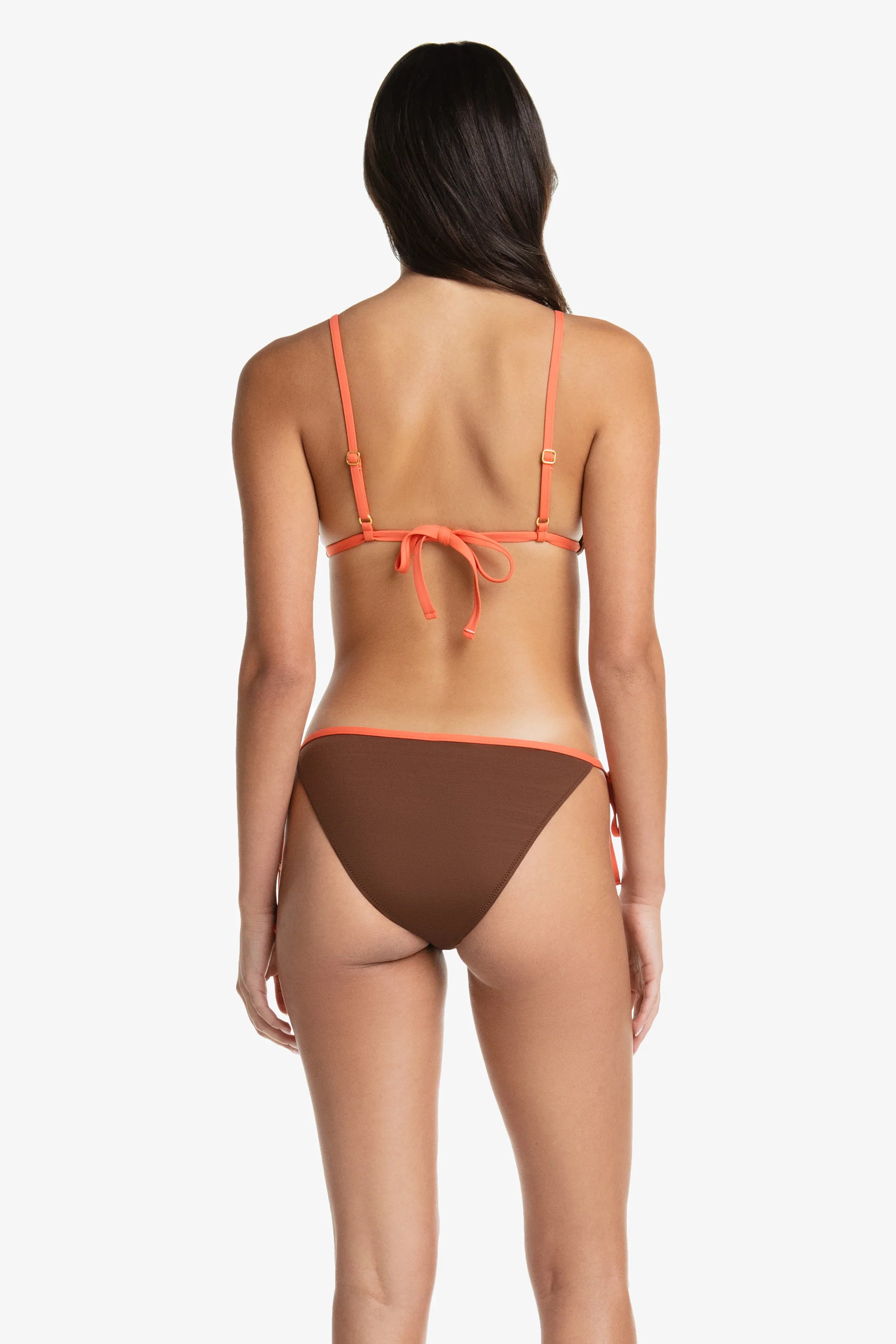 Textured Chocolate Coral String Bikini Bottom with Binding - Perfect for Beach Vacations, Pool Parties & Summer Getaways
