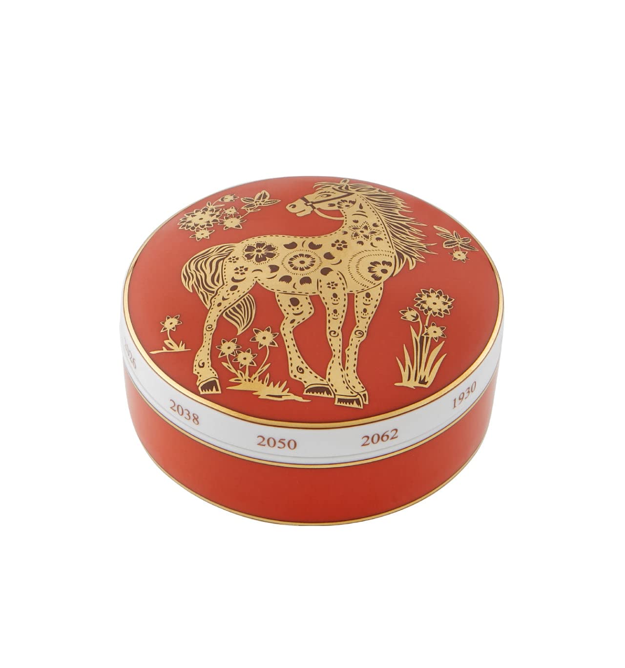 Vista Alegre Golden Large Round Jewelry Box with Horse Design - Perfect for Gift Giving, Home Decor & Jewelry Storage