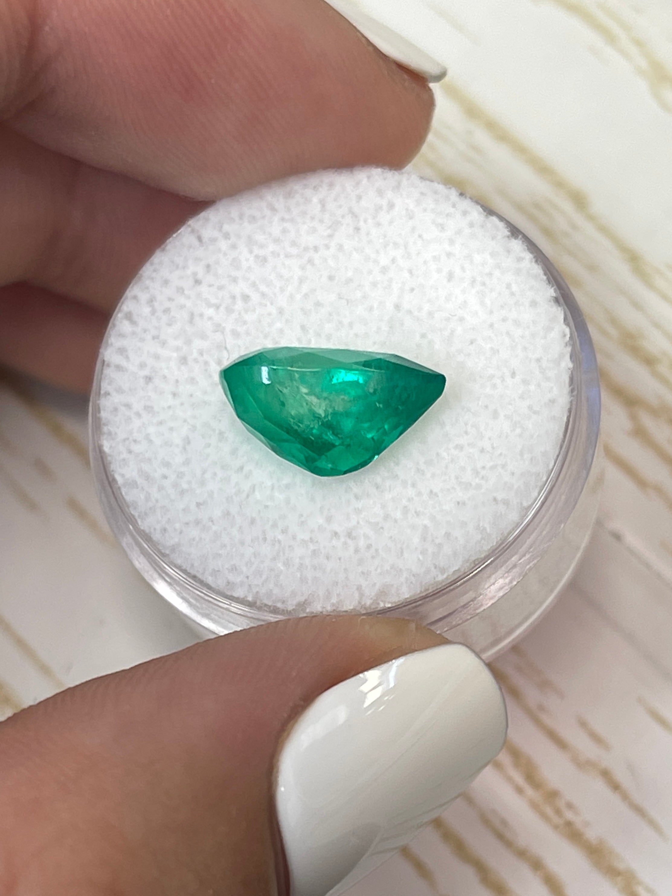 4.0 Carat 13x9mm Yellowish Green Natural Loose Colombian Emerald Pear Cut Gemstone for Jewelry Making, Engagement Rings & Fine Collections