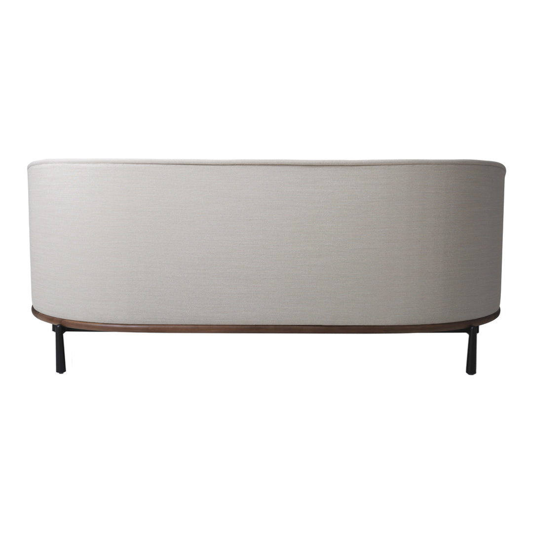Modern Arc Sofa 3-Seater Contemporary Linen Fabric Sectional Couch for Living Room, Lounge & Office - Comfortable Mid-Century Design with Sturdy Wooden Legs