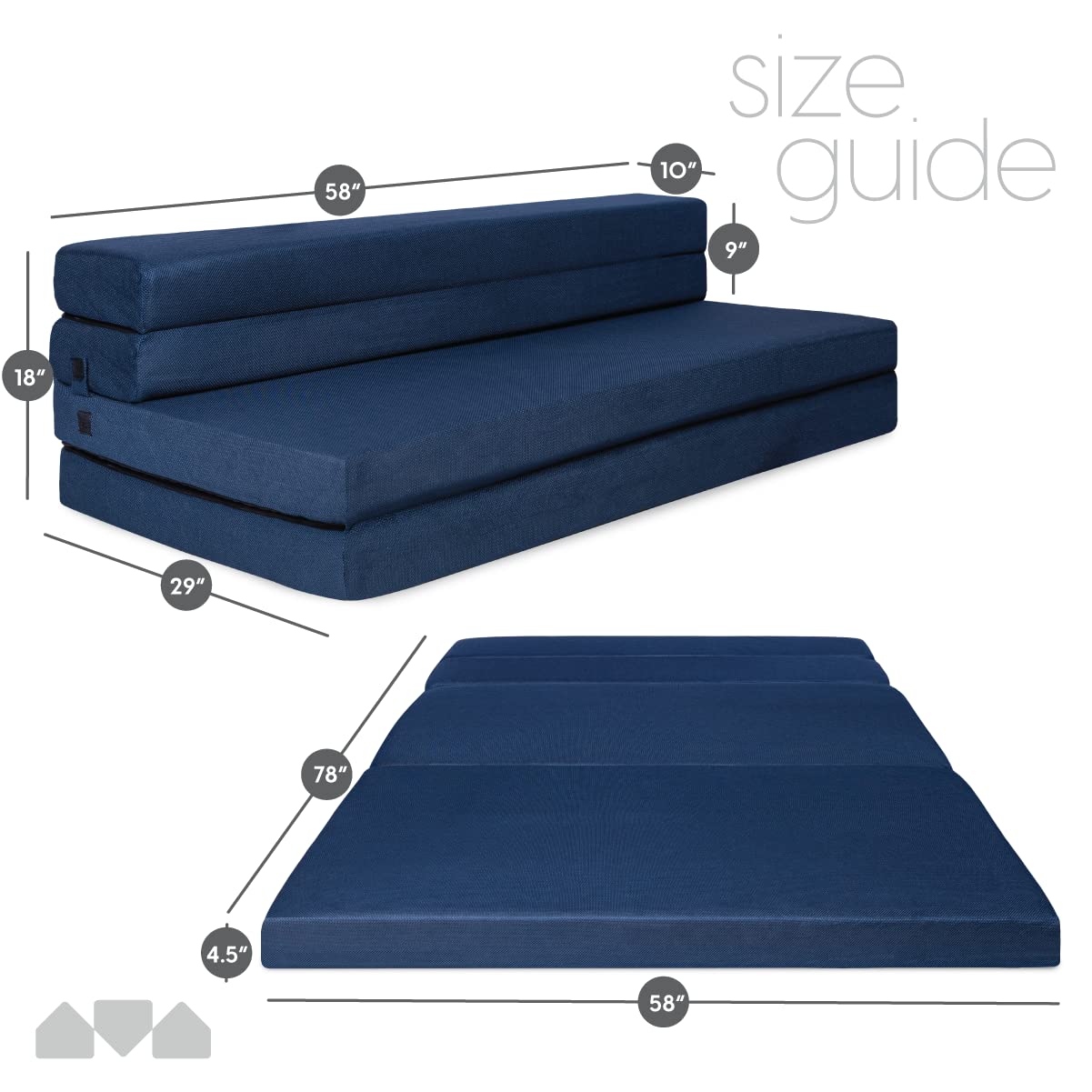 Milliard Tri-Fold Memory Foam Mattress - Queen Size 78