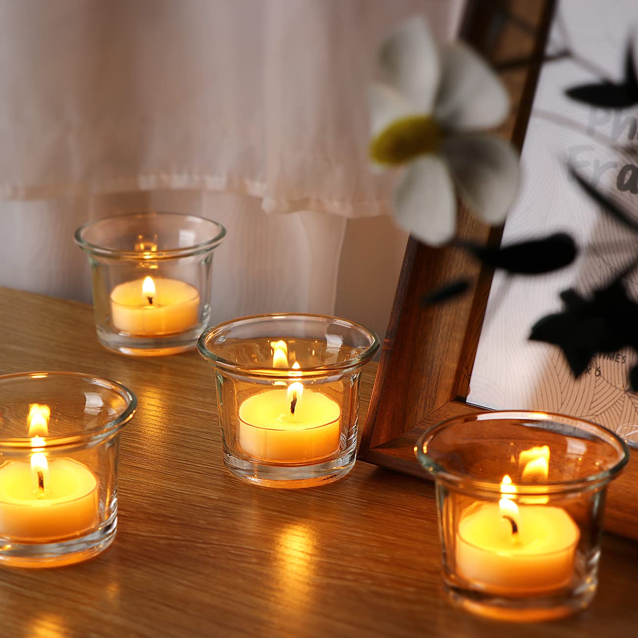 Letine Set of 12 Clear Glass Tealight Candle Holders - Bulk Votive Candle Holders for Christmas Decorations, Weddings, Parties & Home Decor - Perfect for Centerpieces, Table Settings and Romantic Ambiance