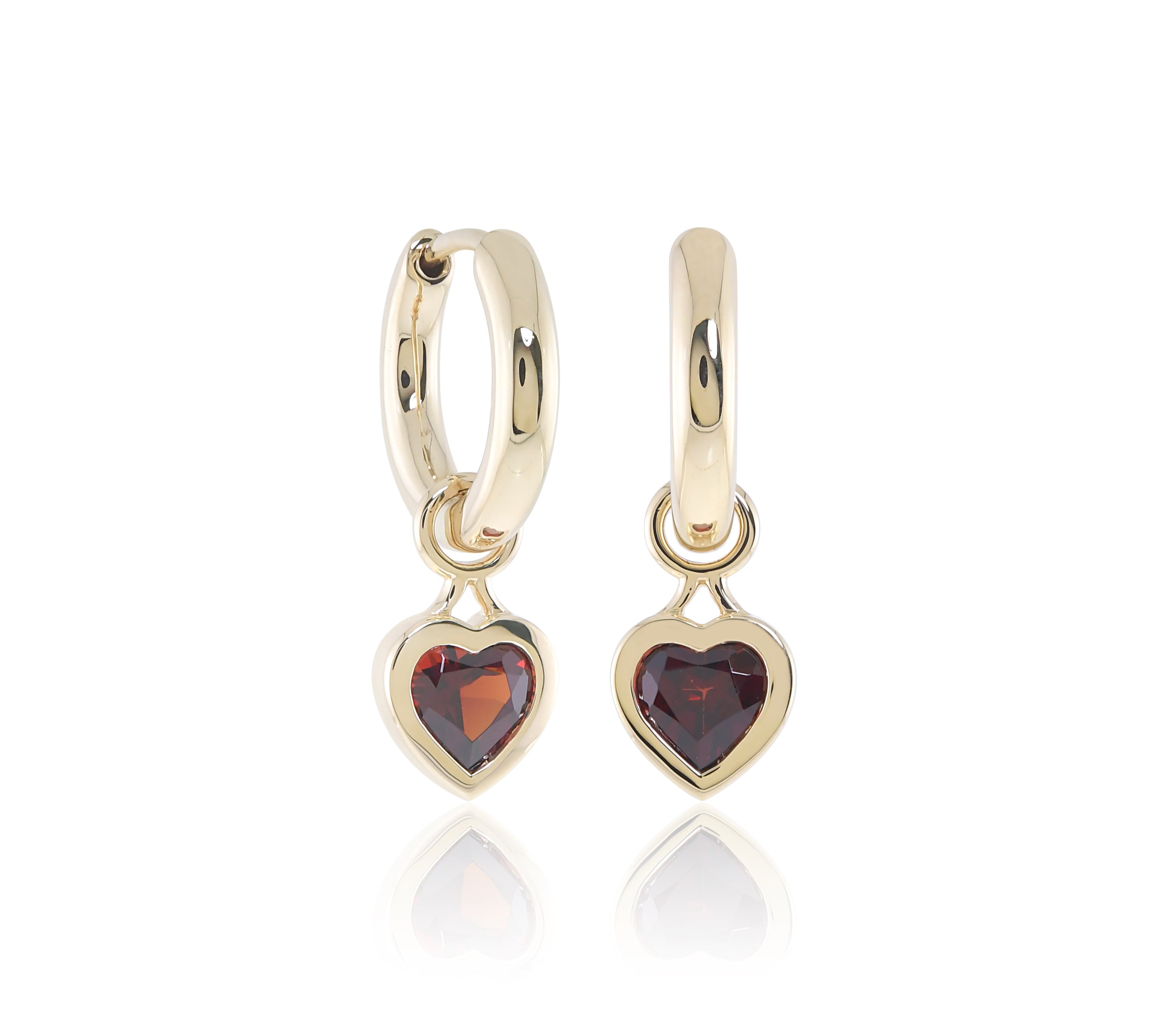 Gorgeous Garnet Heart Charm Hoop Earrings for Women - Dainty Red Gemstone Jewelry for Valentine's Day, Anniversary & Romantic Dates | Perfect Gift for Her