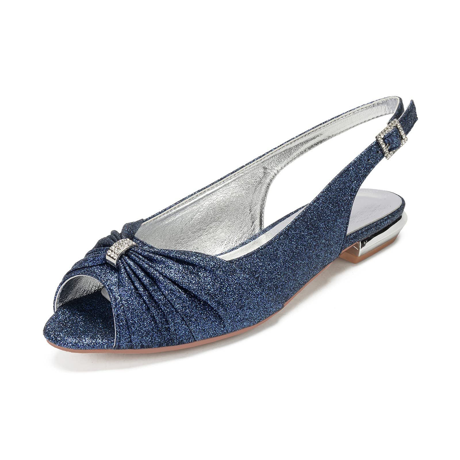 Elegant Rhinestone Peep Toe Ballet Flats for Women - Summer Slingback Wedding Prom Sandals | Perfect for Bridal Party, Evening Events & Casual Outings