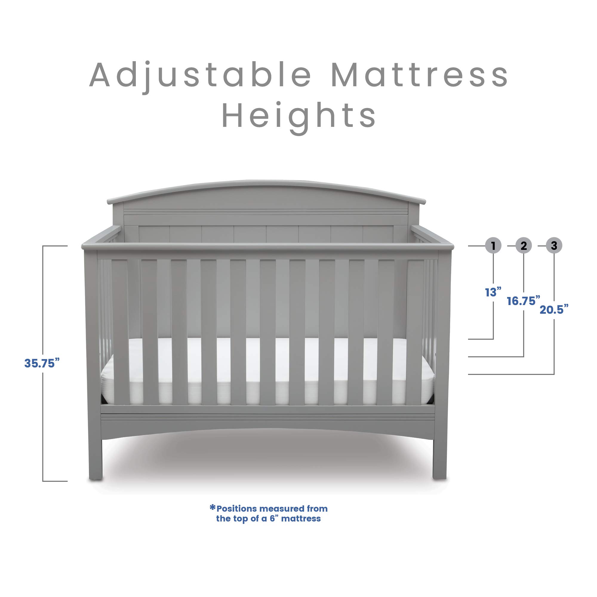 Delta Children Archer 4-in-1 Convertible Crib in Grey with Serta Perfect Slumber Dual-Sided Eco-Friendly Crib Mattress - Nursery Furniture Set for Baby & Toddler | Safe Sleep Solution for Newborns to Big Kids