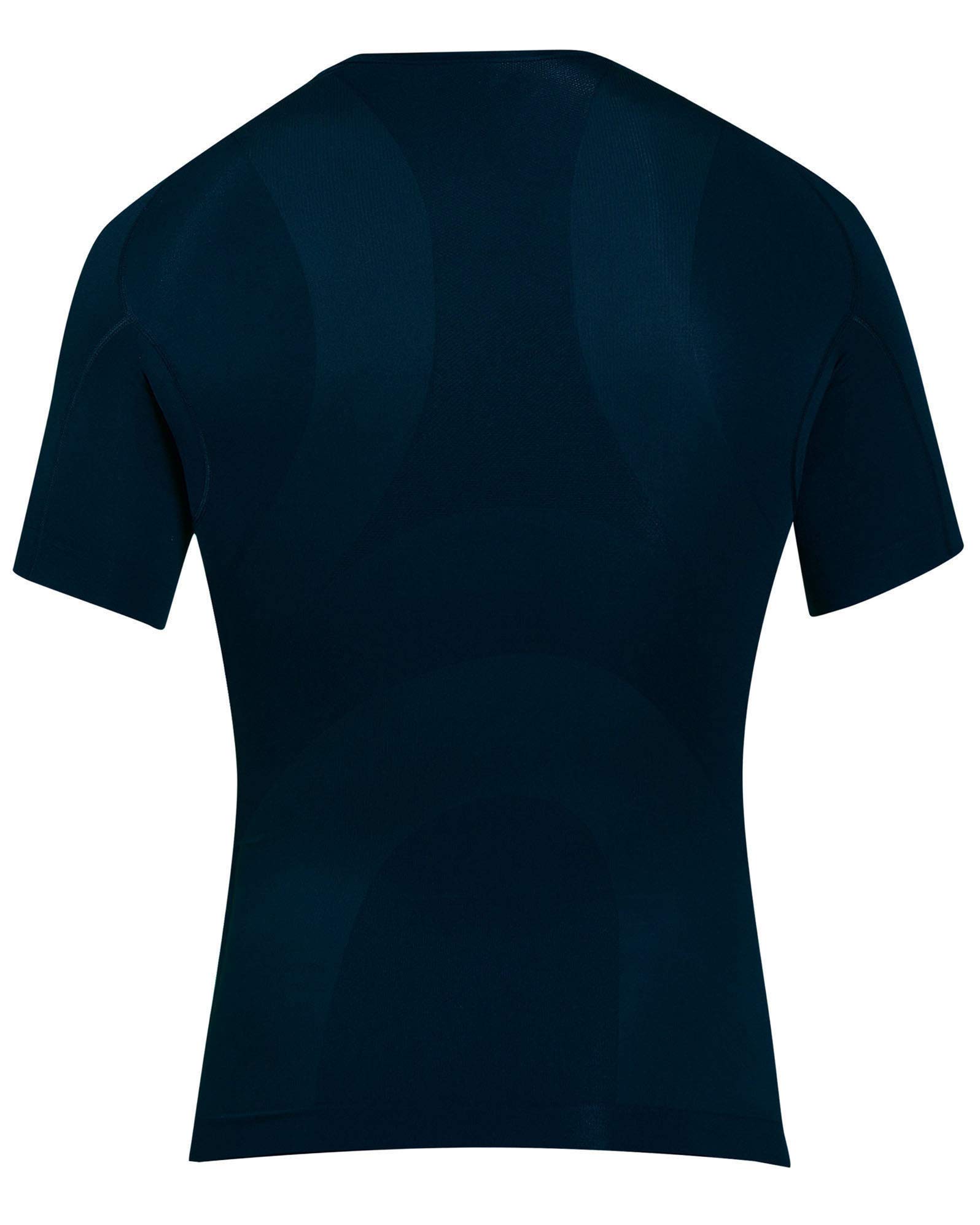Knapman Men's V-Neck Compression Shirt - Moisture Wicking Workout Top for Gym & Running - Navy Blue Athletic Performance Shirt