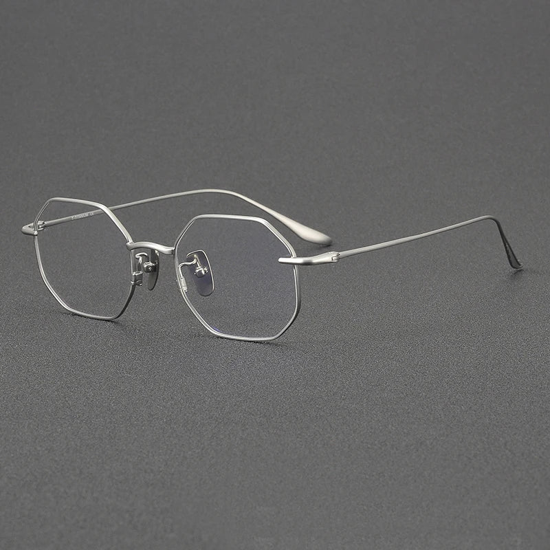 Stylish Unisex Black Titanium Polygon Flat Top Full Rim Eyeglasses 4174 - Perfect for Work, Reading & Fashion Accessories