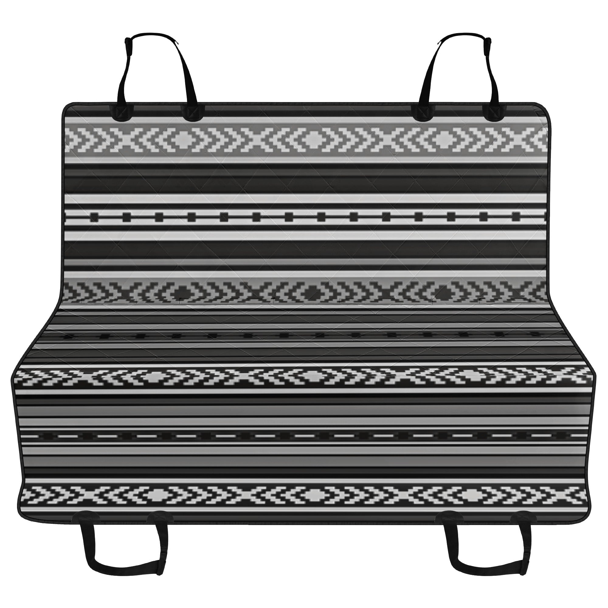 Southwestern Backseat Pet Cover Santa Fe Gray - Durable Car Seat Protector for Dogs & Cats - Perfect for Road Trips & Daily Commutes