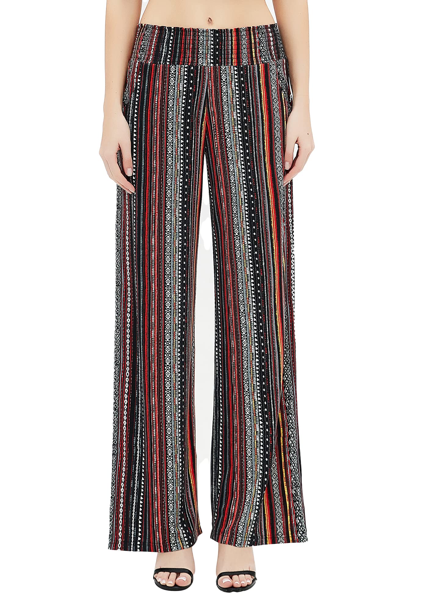 Urban CoCo Women's Boho Palazzo Pants - Wide Leg Beach Lounge Pants with Pockets | High Waisted Comfort Pants for Summer, Vacation & Yoga