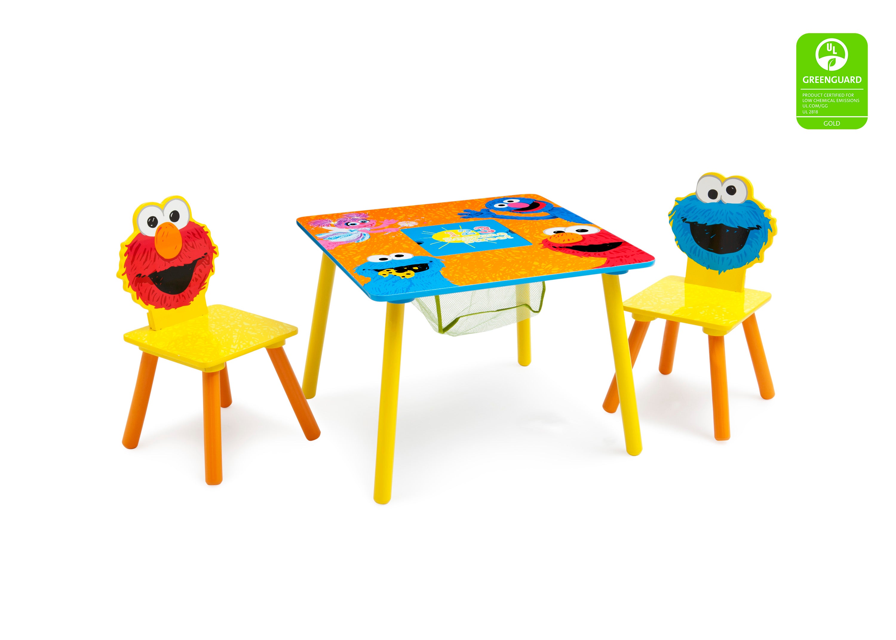 Sesame Street Kids Table and Chair Set with Storage - Toddler Learning & Play Furniture for Classroom, Daycare or Home Playroom