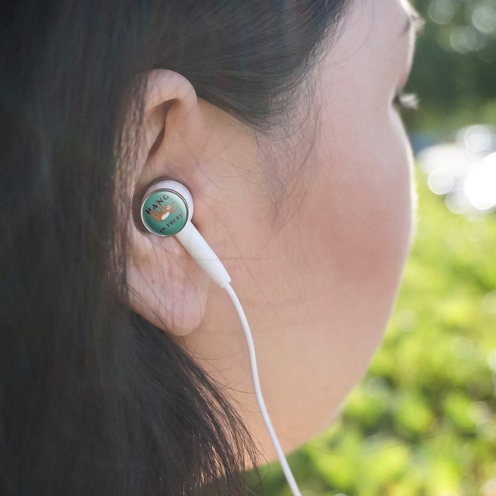 Funny Sloth In-Ear Headphones - 'Hang in There' Humorous Graphic Earbuds for Music & Calls | Perfect for Gym, Workouts, Commuting & Gifts