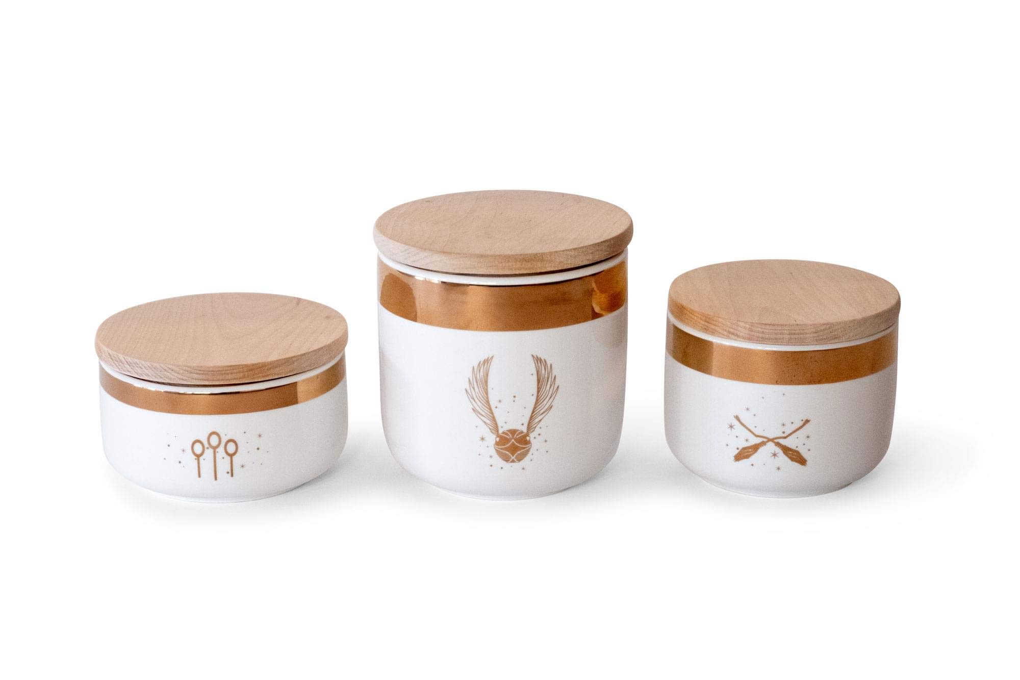 Harry Potter Quidditch Ceramic Storage Jars 3-Pack - Airtight Food Containers for Cookies, Candy, Spice, Flour & Sugar - Kitchen Canisters Set with Lids - Perfect for Harry Potter Fans, Baking & Pantry Organization