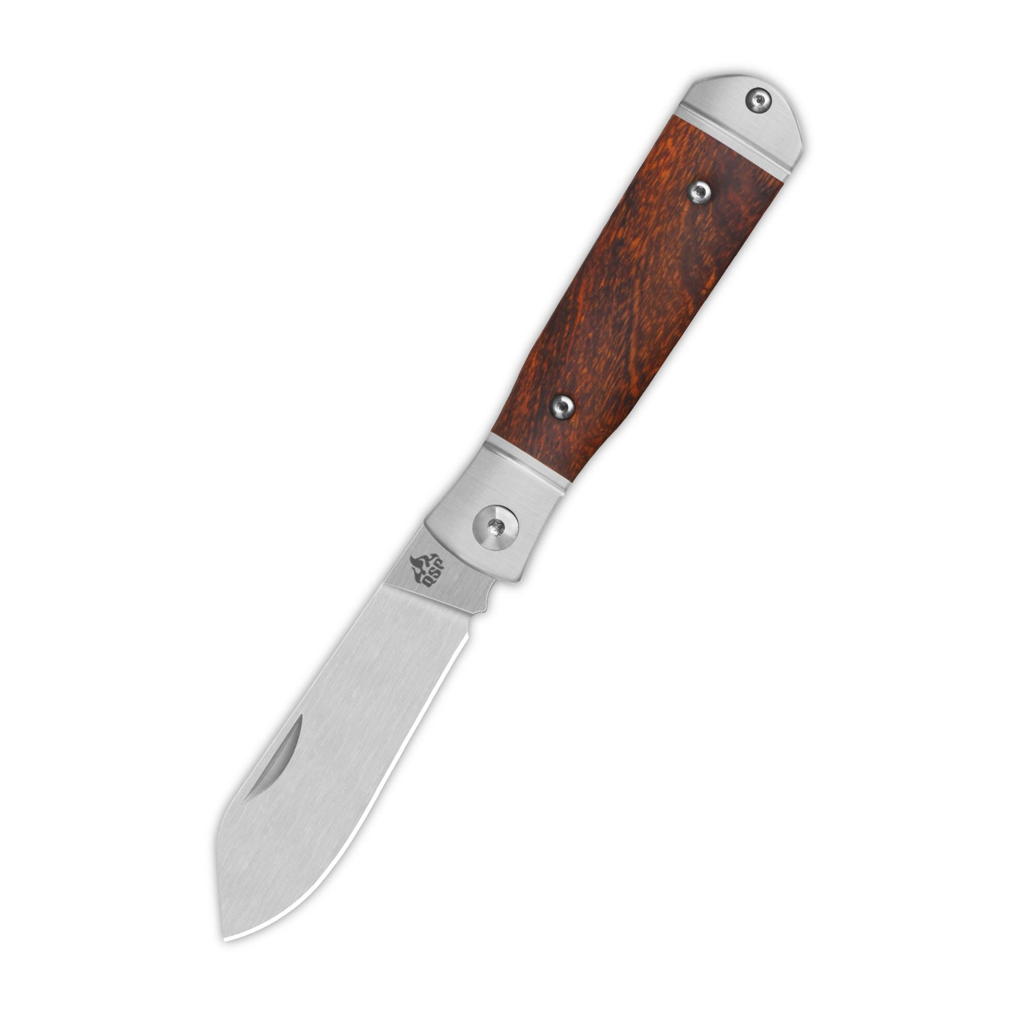 Premium QSP Jumping Jack Slip Joint Pocket Knife - 14C28N Stainless Steel Blade & Desert Ironwood Handle - EDC, Camping, Hiking, Outdoor Survival Tool