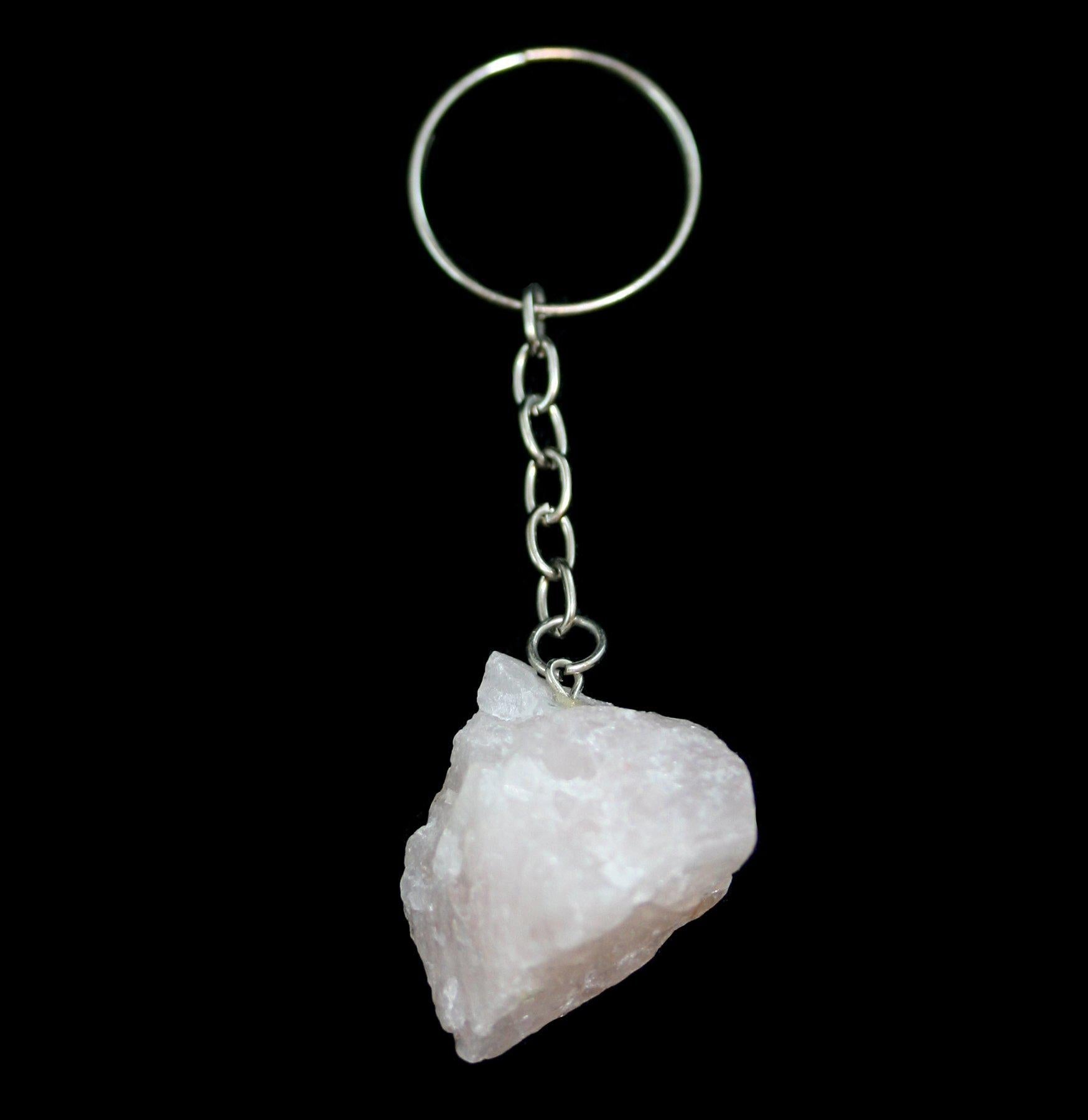 Rose Quartz Keychain - Natural Crystal Key Ring for Women & Men - Perfect for Home, Office, Car Keys & Gifts