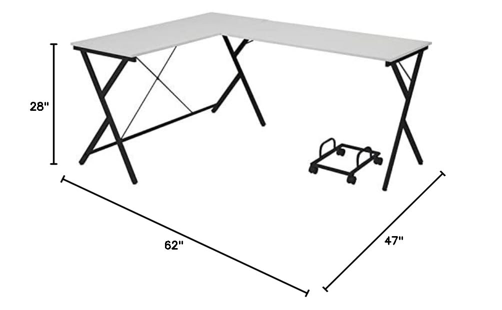 BOWERY HILL Modern L-Shaped Computer Desk - Black Wood & Metal Home Office Desk for Small Spaces | Perfect for Gaming, Work from Home & Study