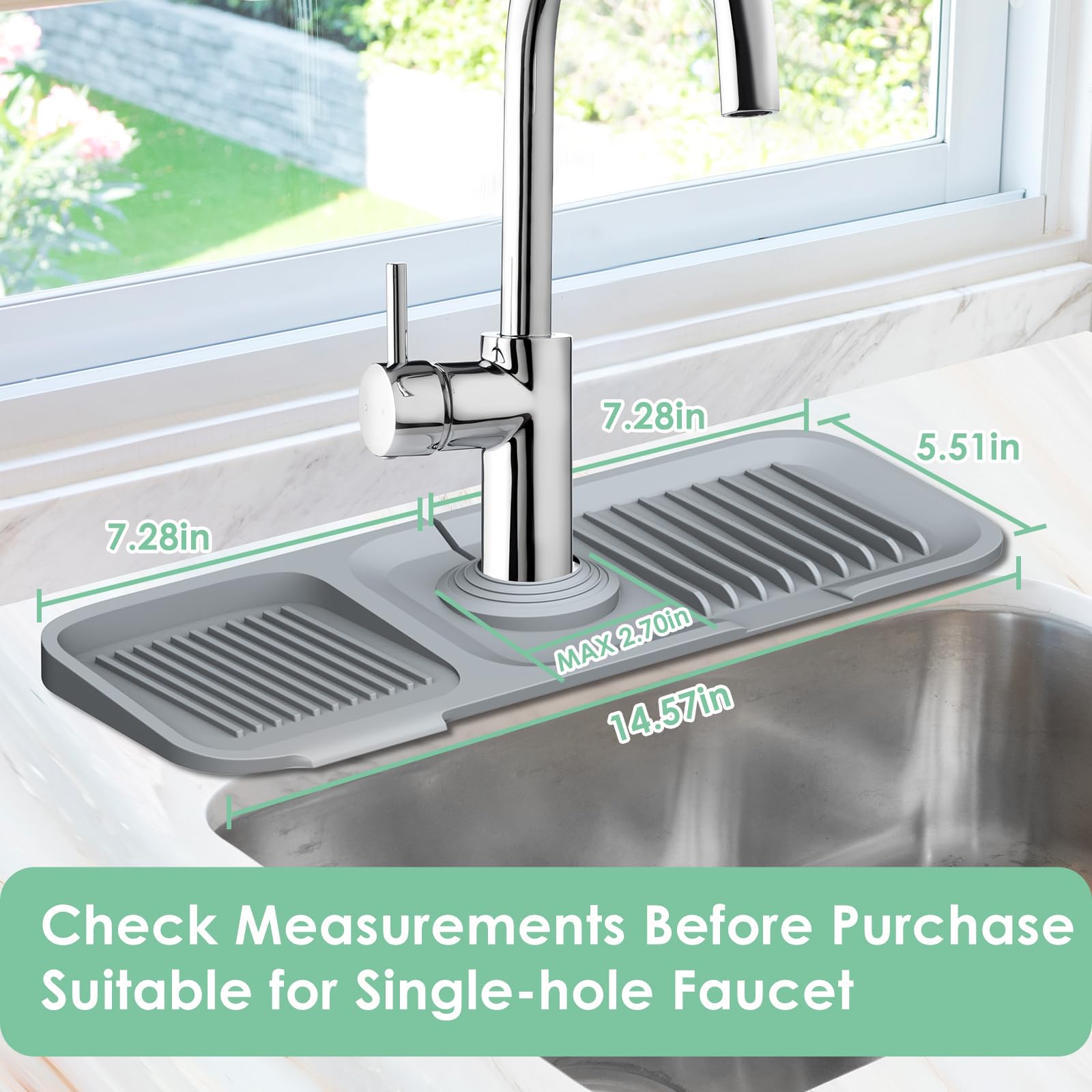 **Silicone Sink Splash Guard - Drip Catcher Tray & Faucet Handle Protector | Non-Slip Kitchen Sink Mat, Water Splash Barrier for Dish Soap & Sponge Holder | Perfect for Kitchen, Bathroom, RV & Camper Use**